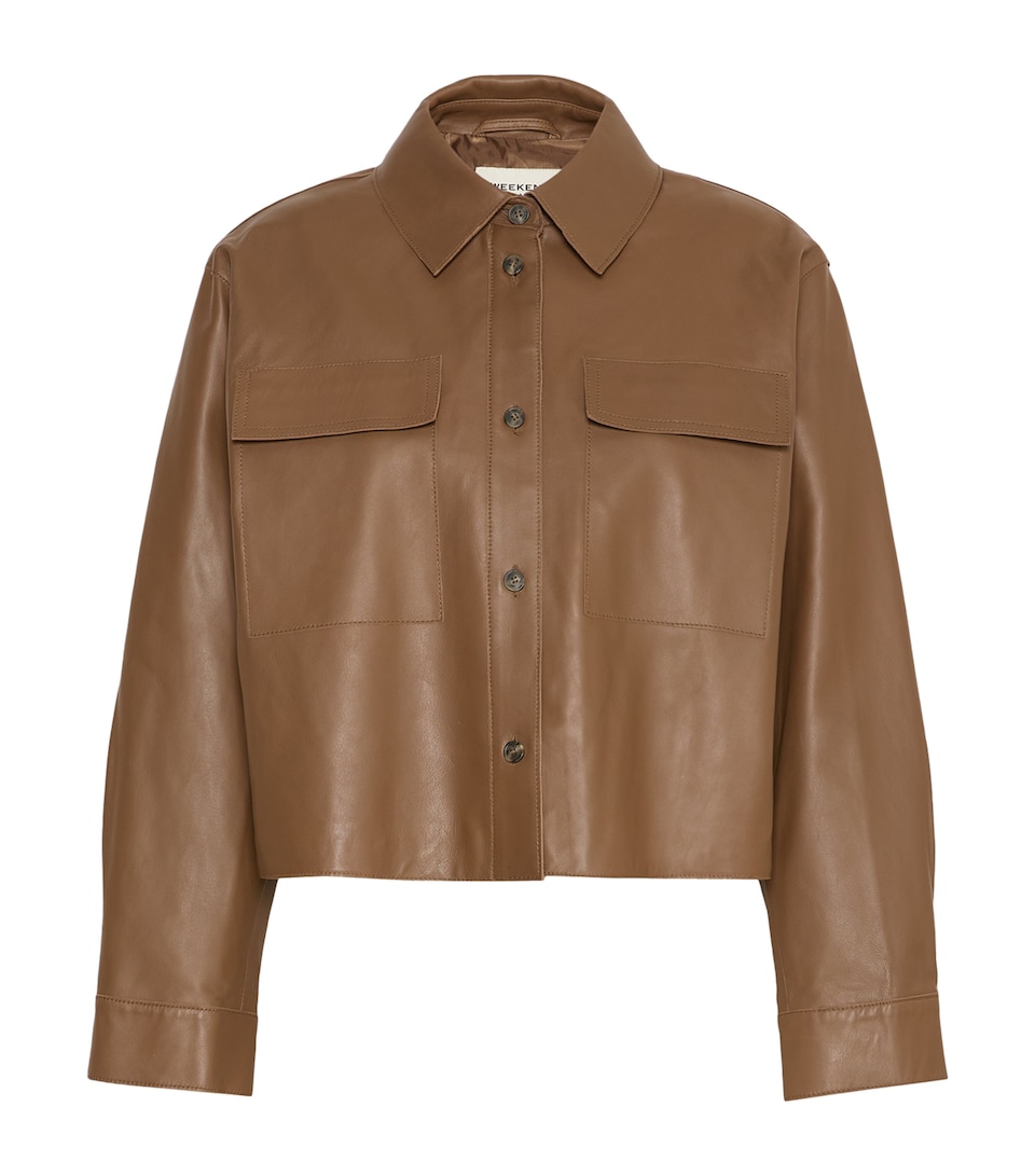 Weekend Max Mara Womens Leather Cropped Jacket Brown