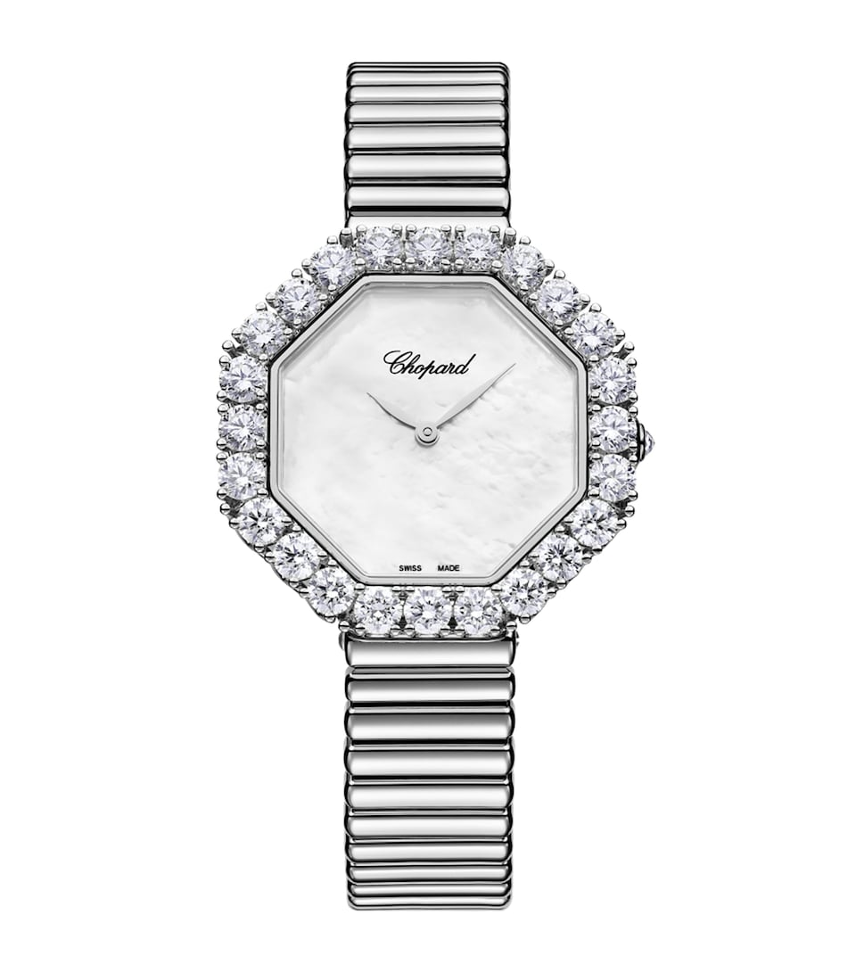 White Gold and Diamond Octagonal L'Heure du Diamant Watch 32mm