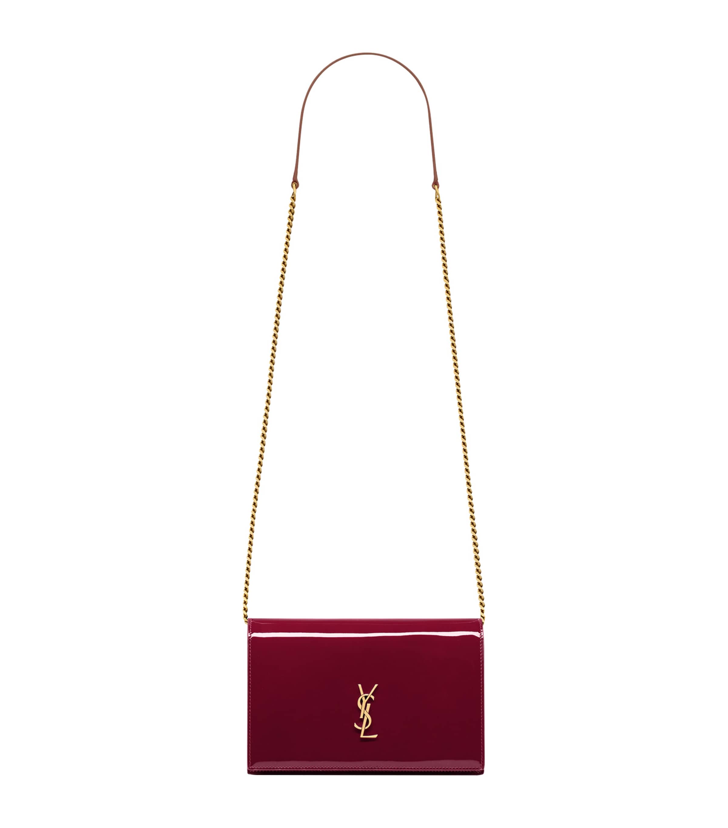Saint Laurent Cassandre Patent Envelope Chain Wallet