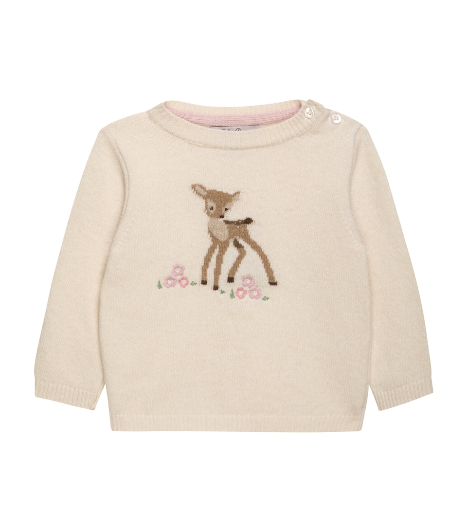 Trotters Wool-Blend Fawn Sweater (3-24 Months) White