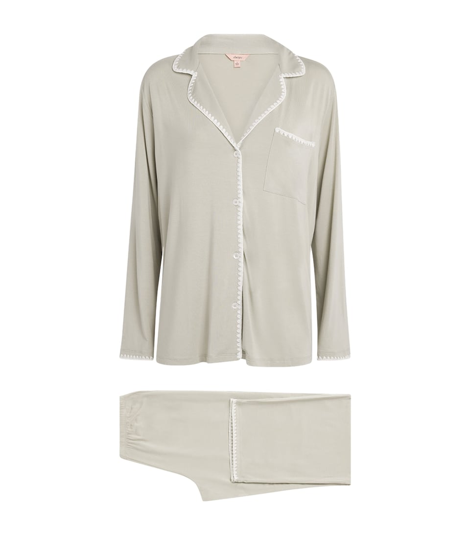 Eberjey Womens Frida Long Pyjama Set Sandstone/ivory
