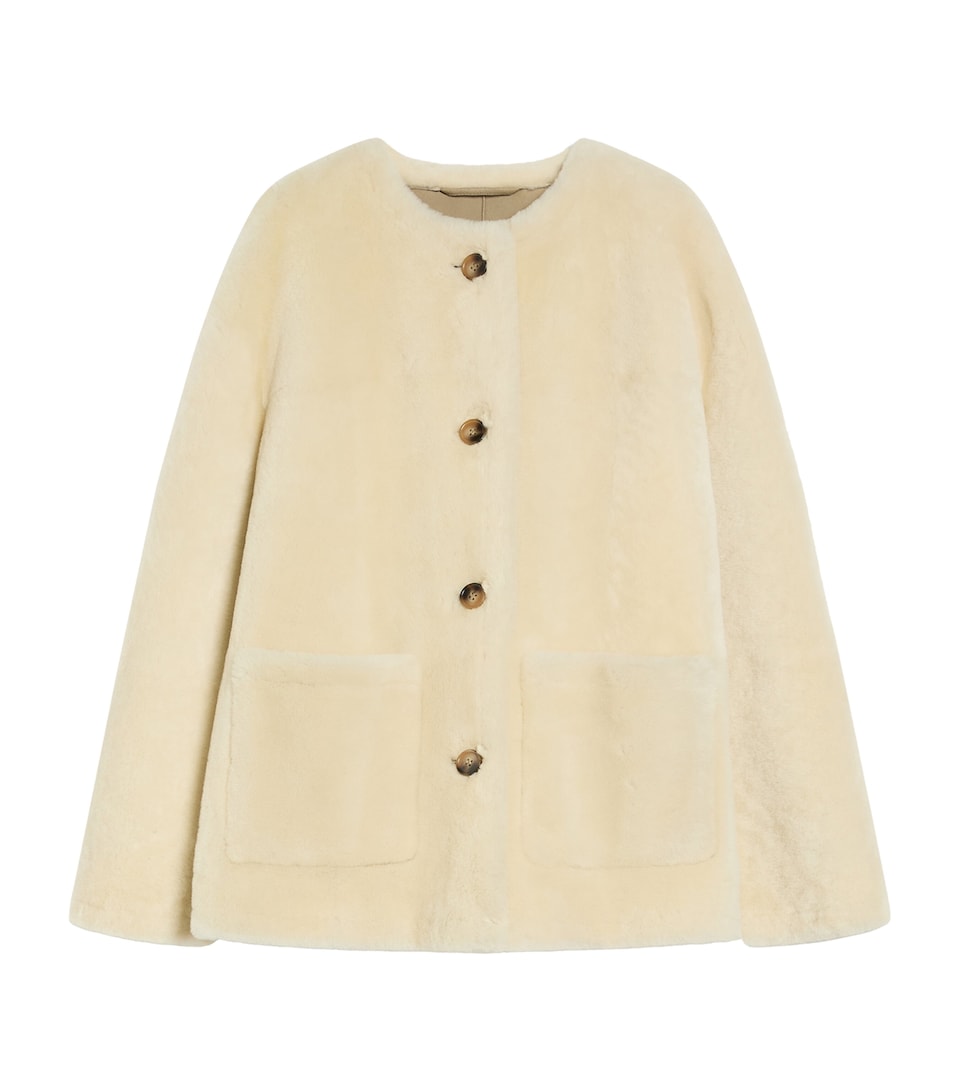 Marella Womens Ram Shearling Oversized Jacket Cream