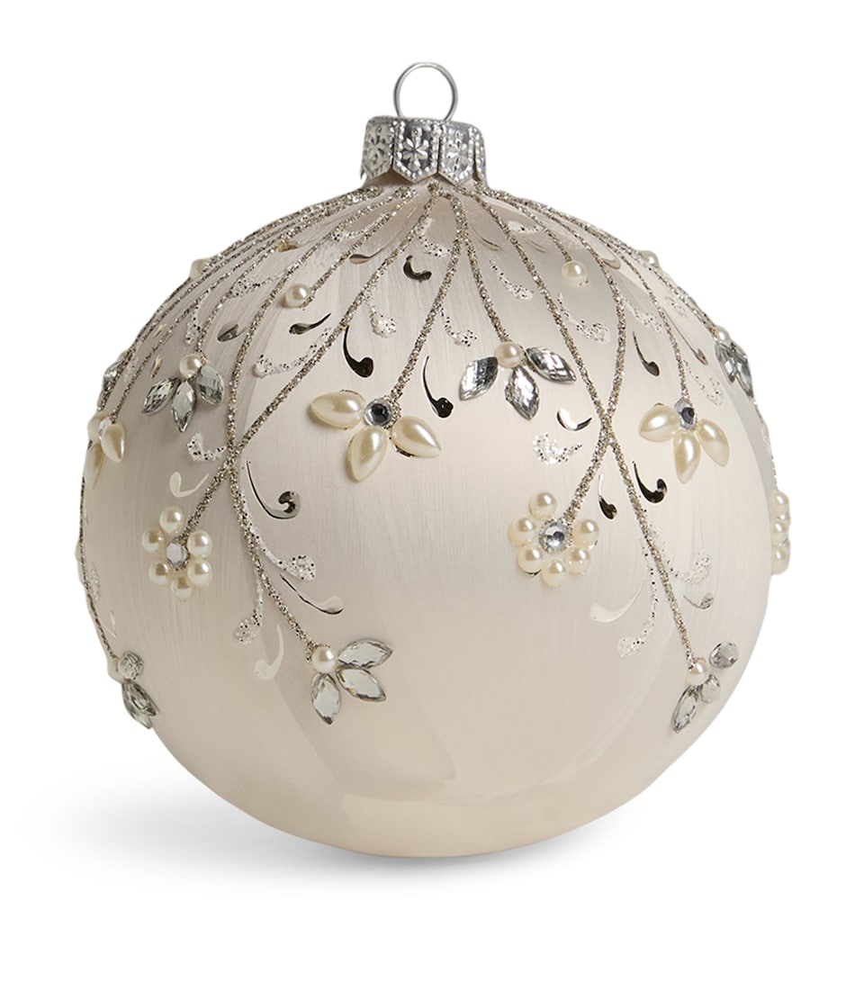 Harrods Crystal Flower Bauble White Frost Effect