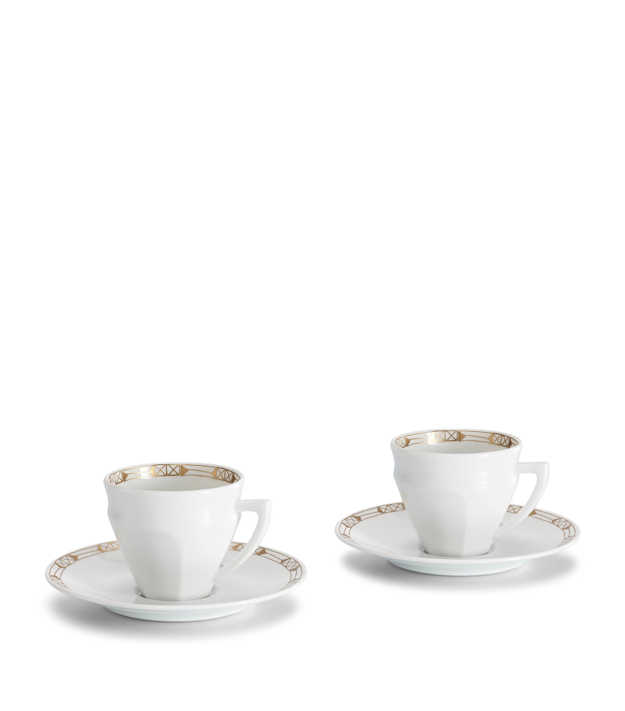 Baccarat Set of 2 Porcelain Talleyrand Coffee Cups and Saucers (100ml) Clear