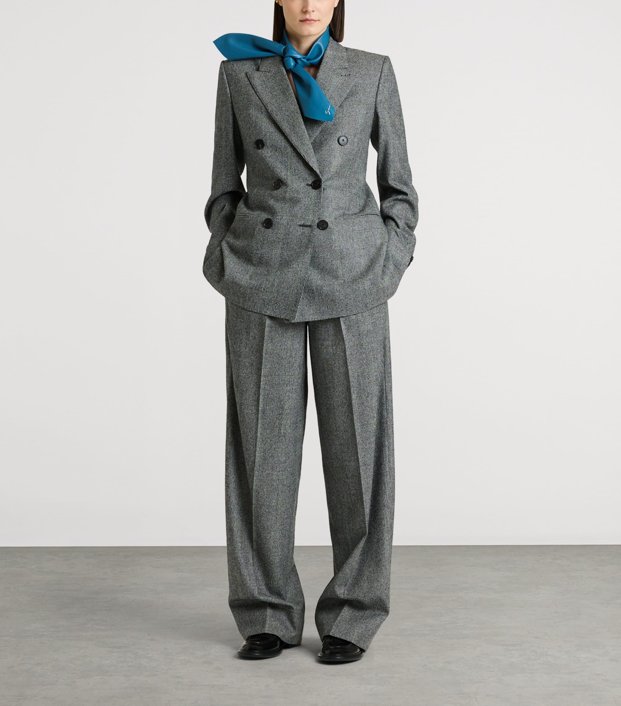 Givenchy Womens Wool Check Wide-Leg Trousers