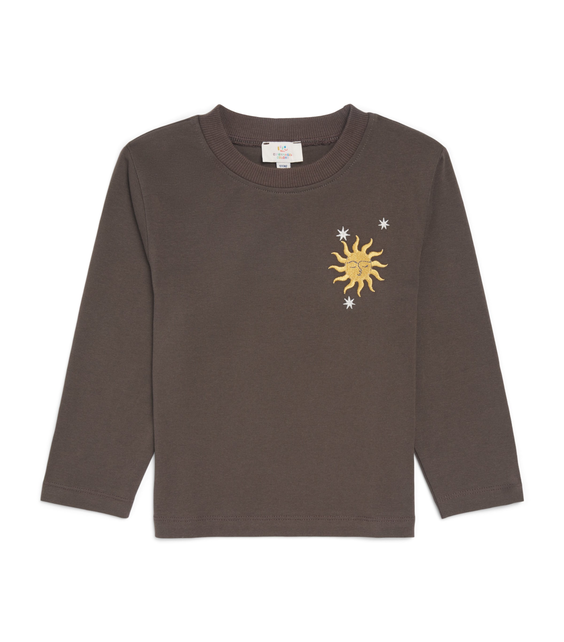 Copenhagen Colors Sun Embroidery Long-Sleeve T-Shirt (2-12 Years) Dk Brown