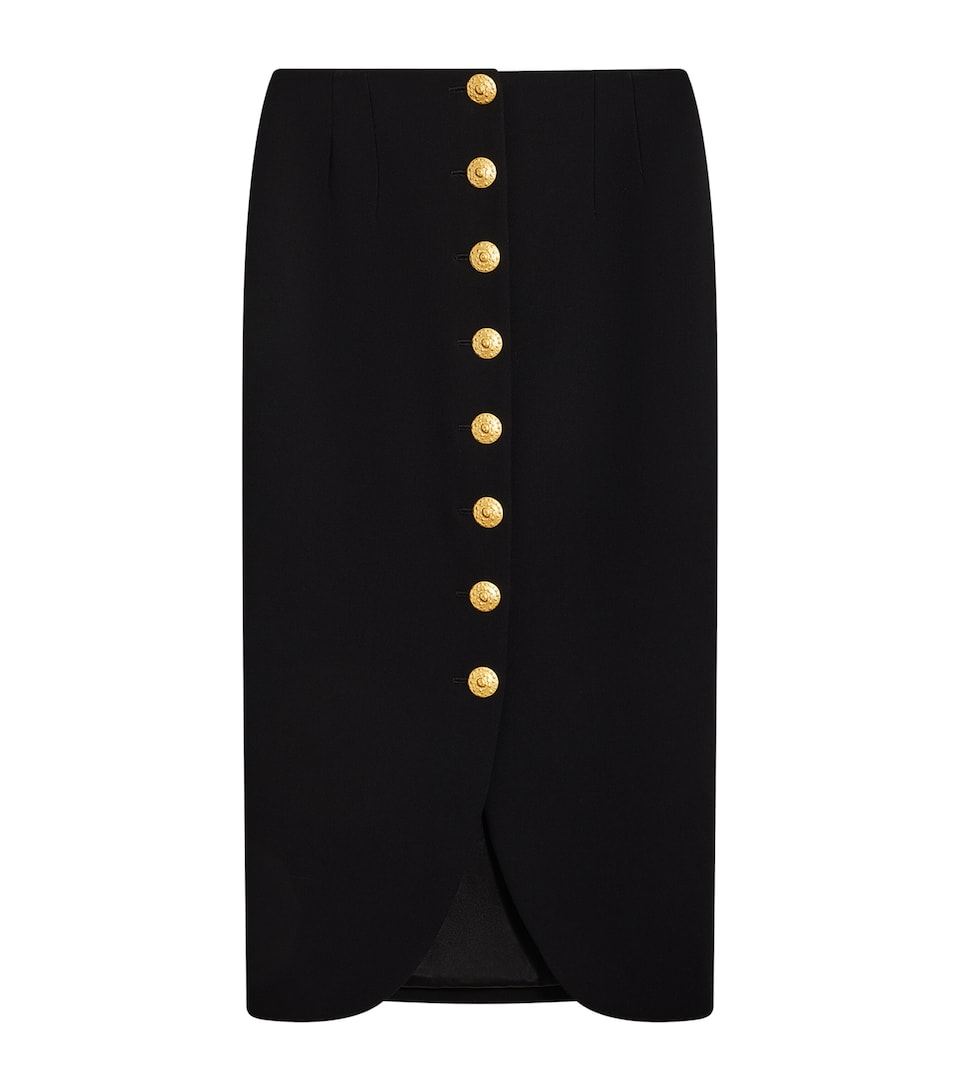 Stretch-Virgin Wool Bijoux Midi Pencil Skirt
