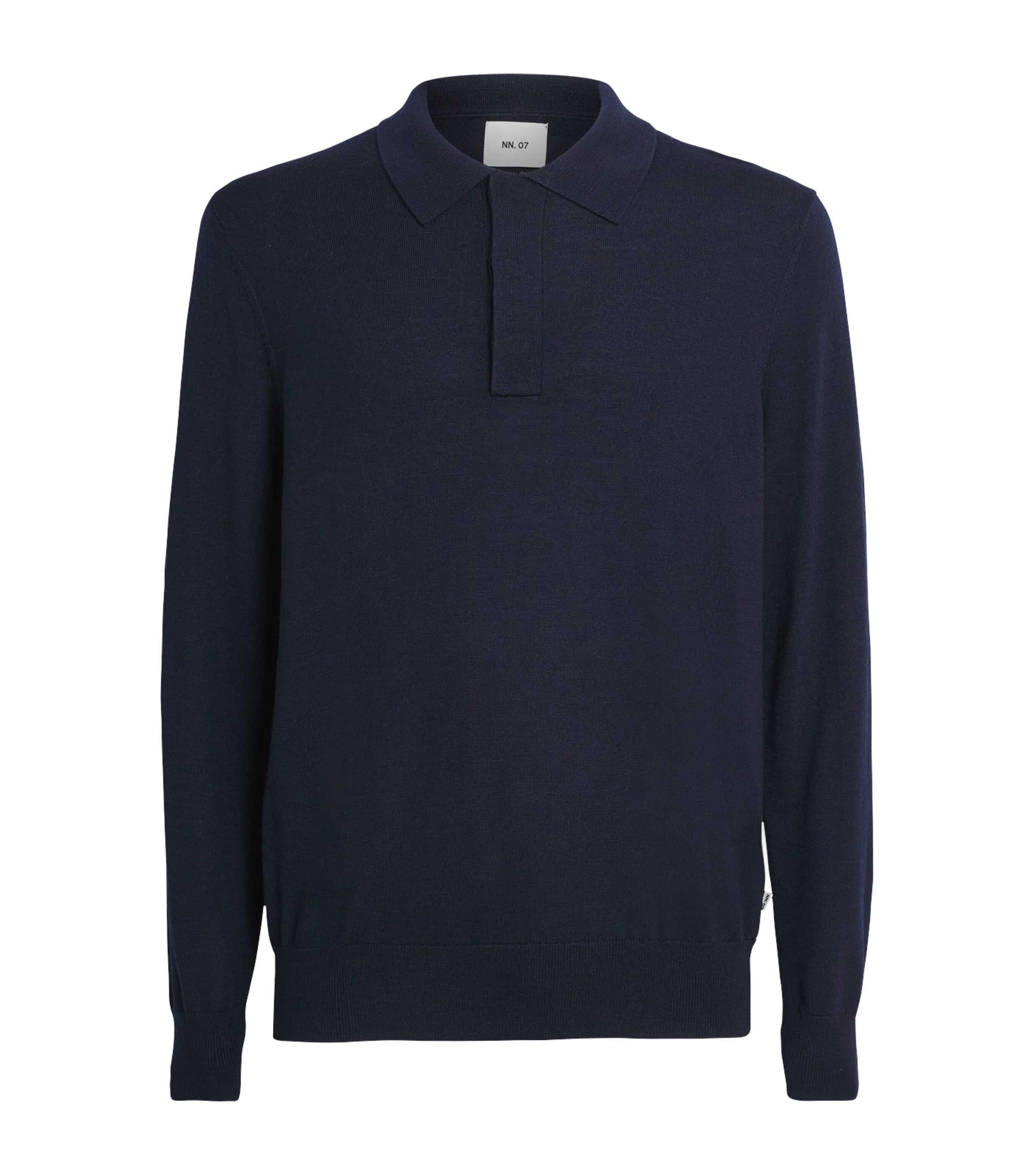NN.07 Mens Merino Wool Emerson Polo Sweater Navy Blue