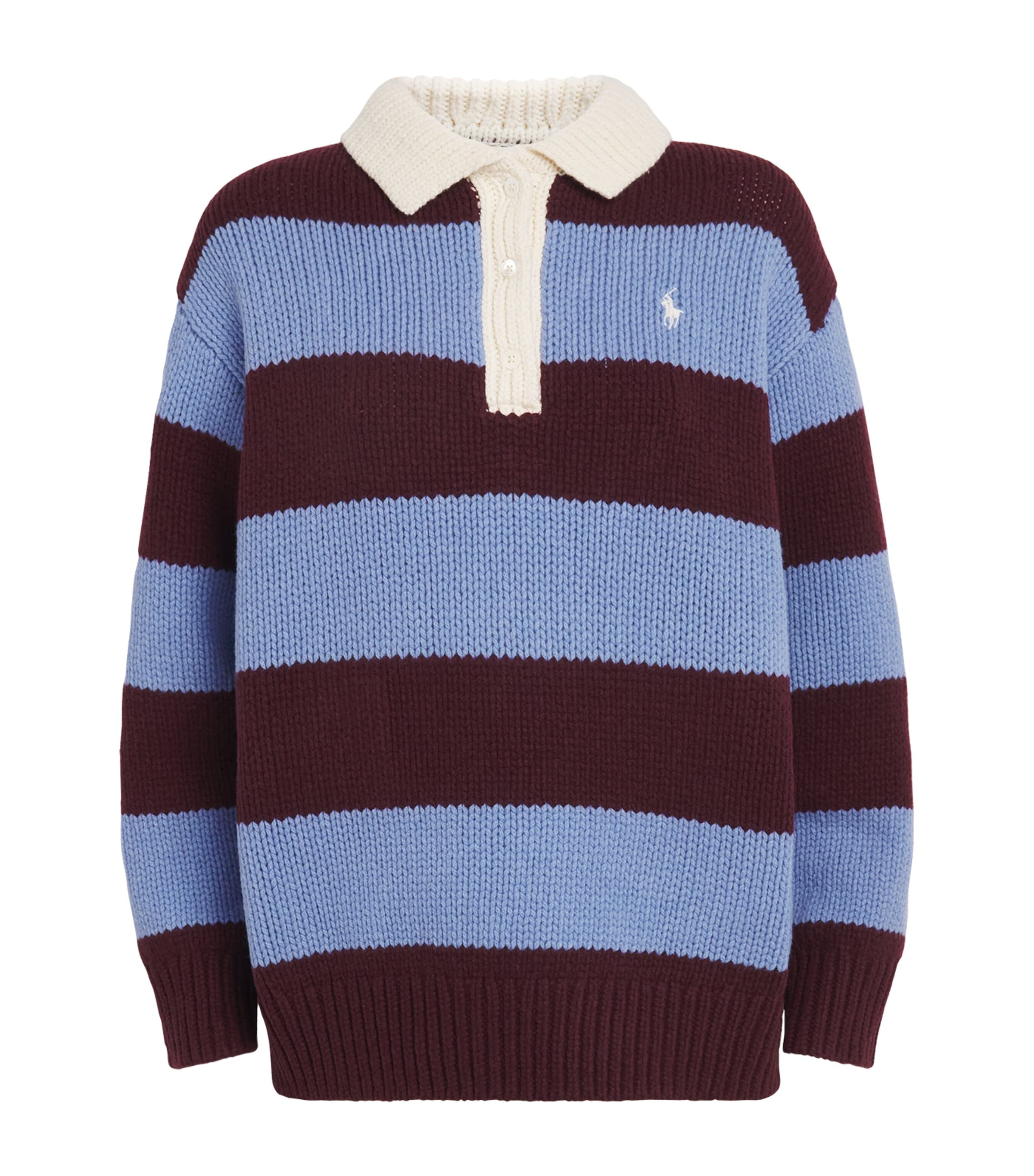Polo Ralph Lauren Womens Wool-Blend Stripe Sweater Hrvardwne/nwlitchblu
