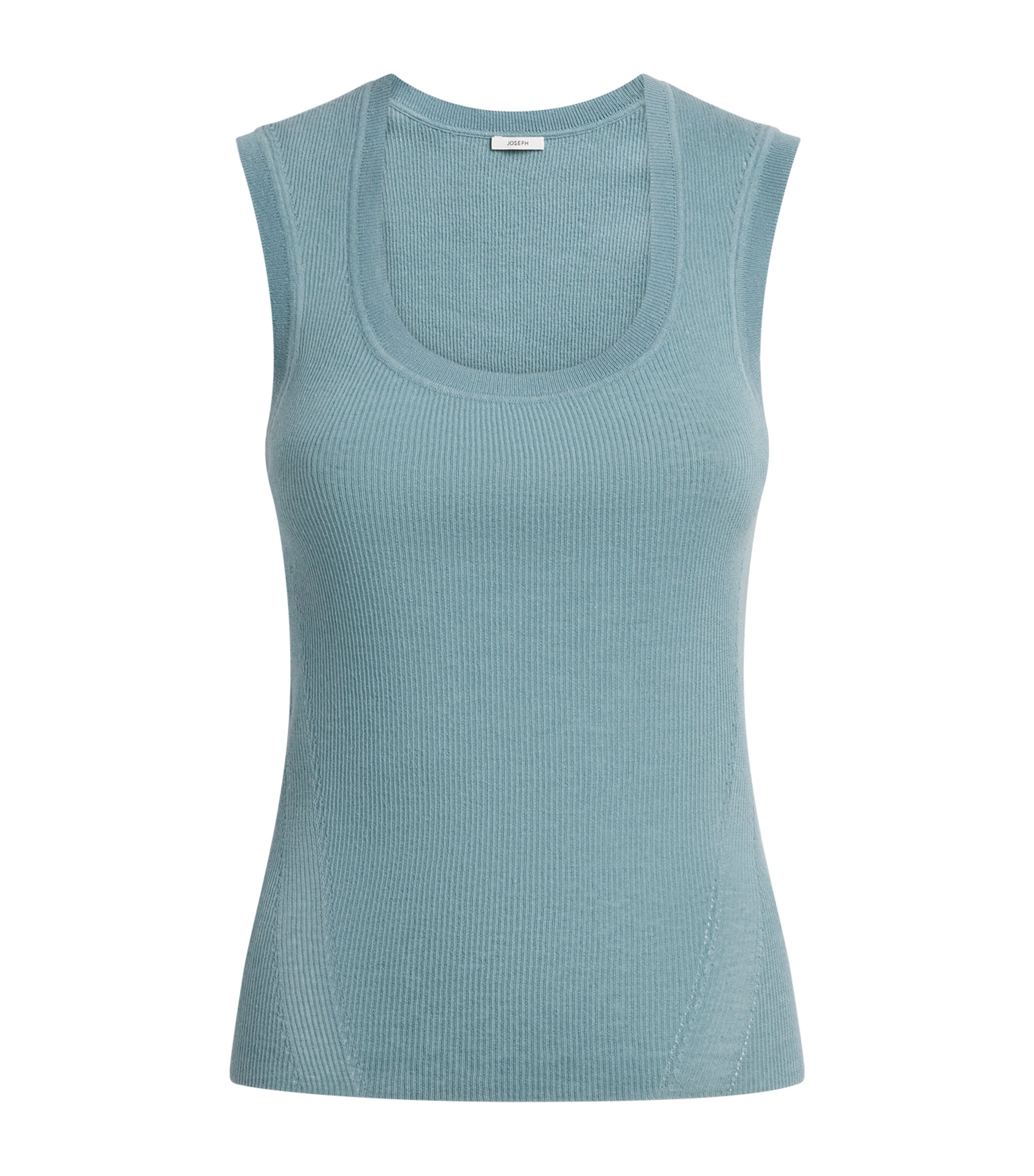 Joseph Womens Knit Scoop-Neck Alaou Top Chambray