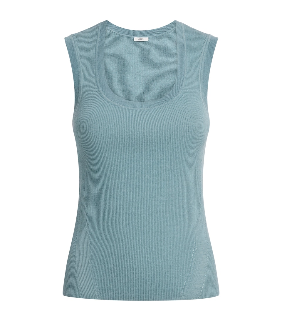 Joseph Womens Knit Scoop-Neck Alaou Top Chambray