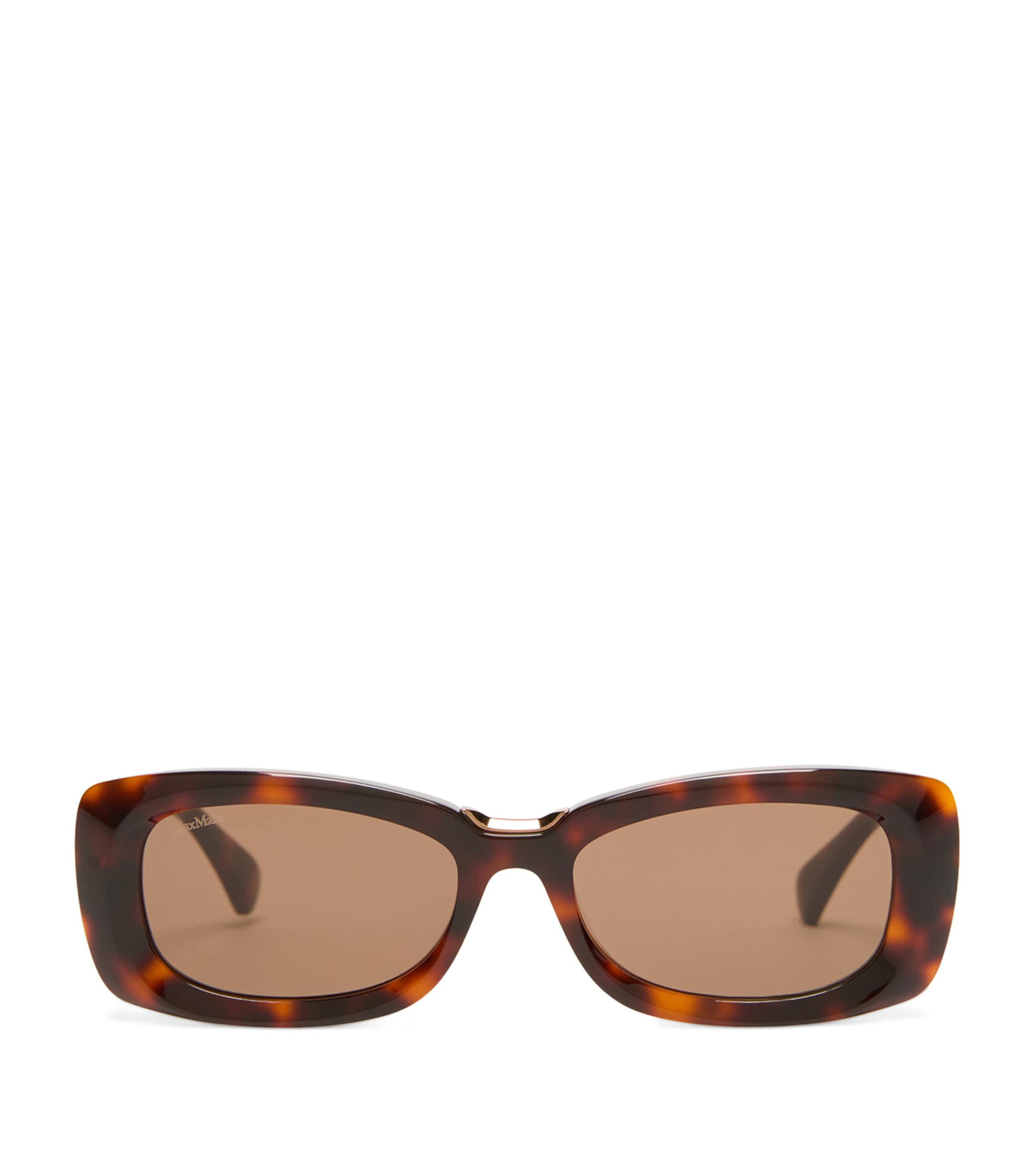 Max Mara Acetate Rectangular Sunglasses Tawny Bronze Brown