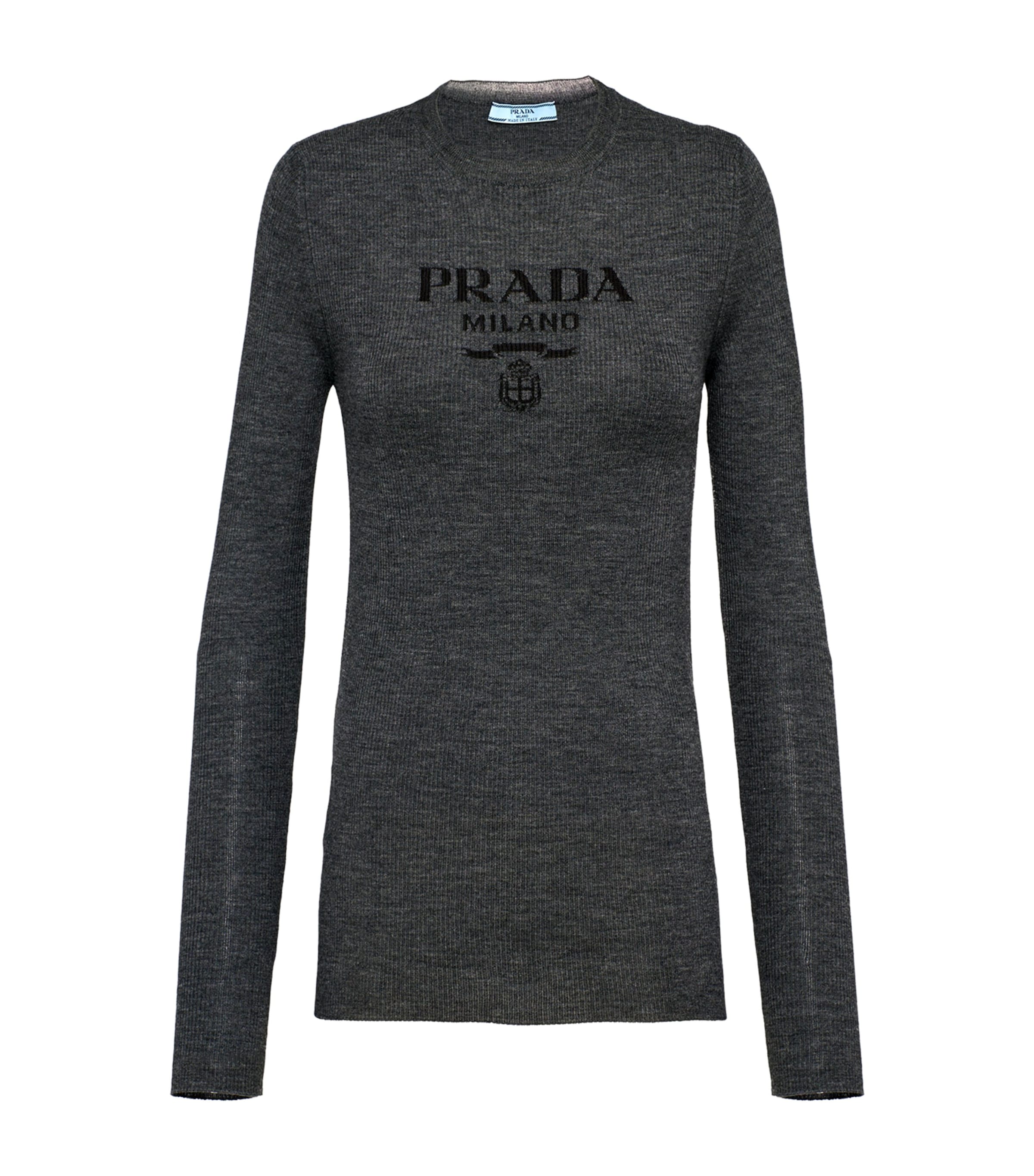 Wool-Blend Superfine Logo Sweater