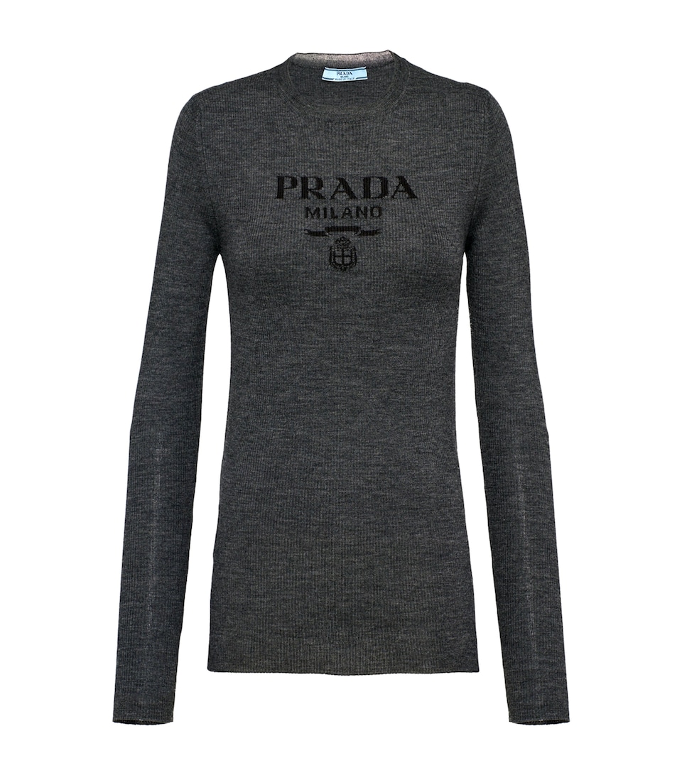 Wool-Blend Superfine Logo Sweater