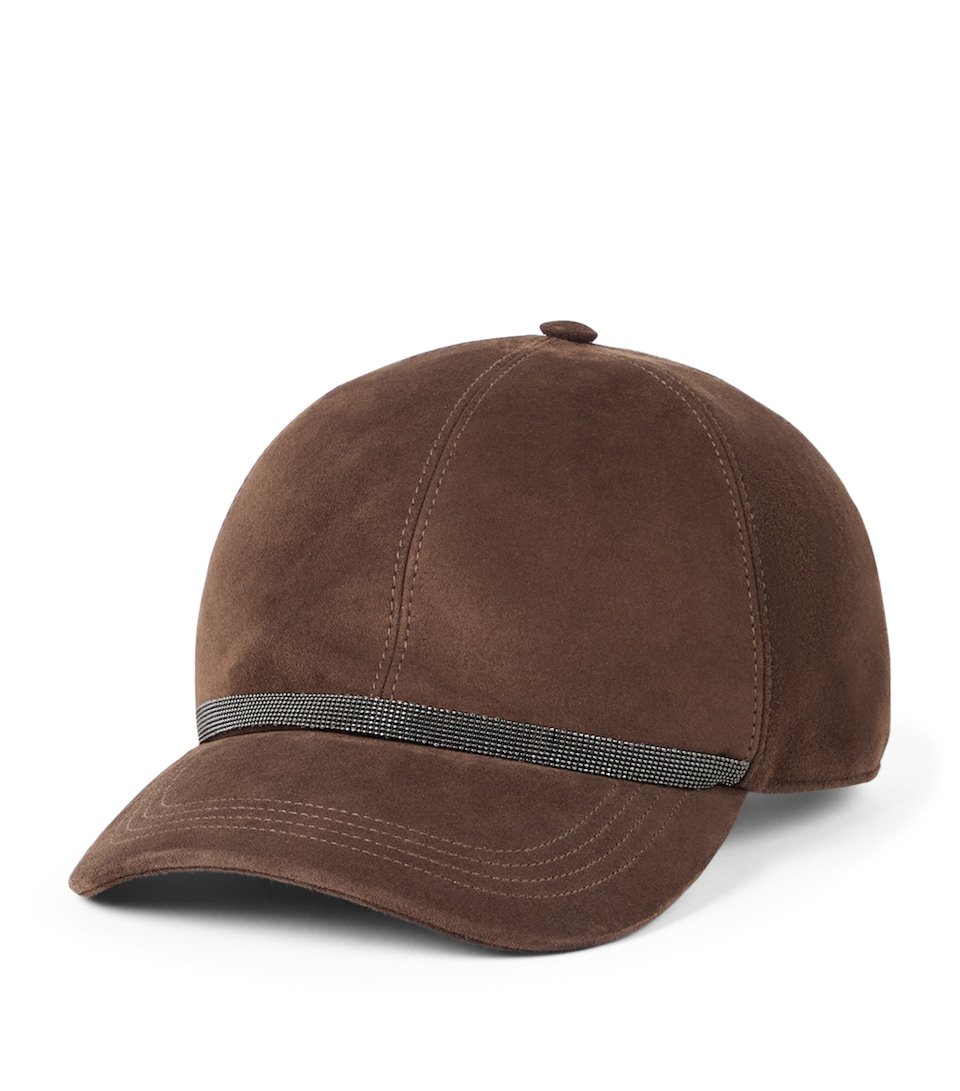 Suede Monili-Embellished Baseball Cap