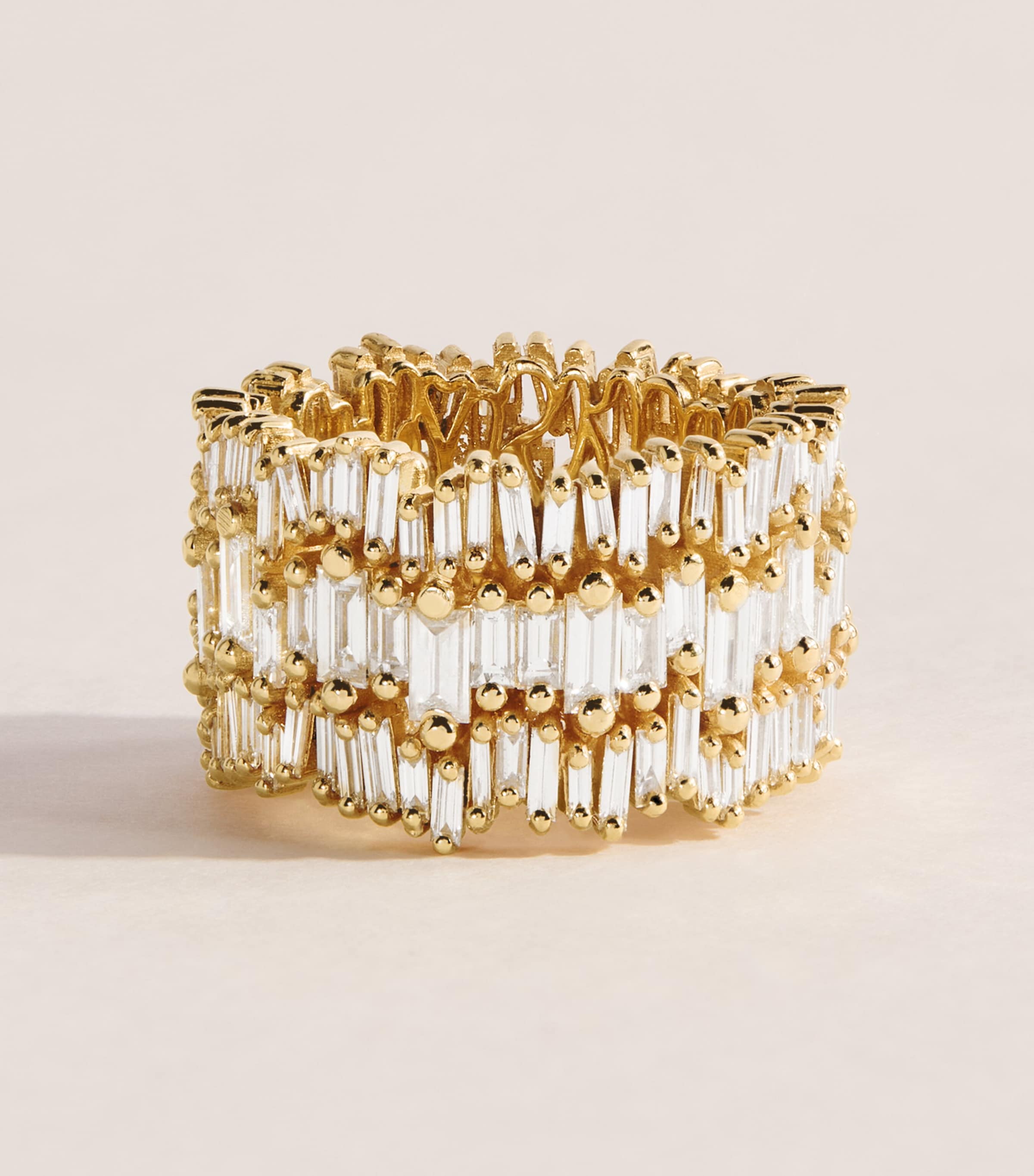 Suzanne Kalan Yellow Gold and Diamond Short Stack Ring (6.5) Yg/wd
