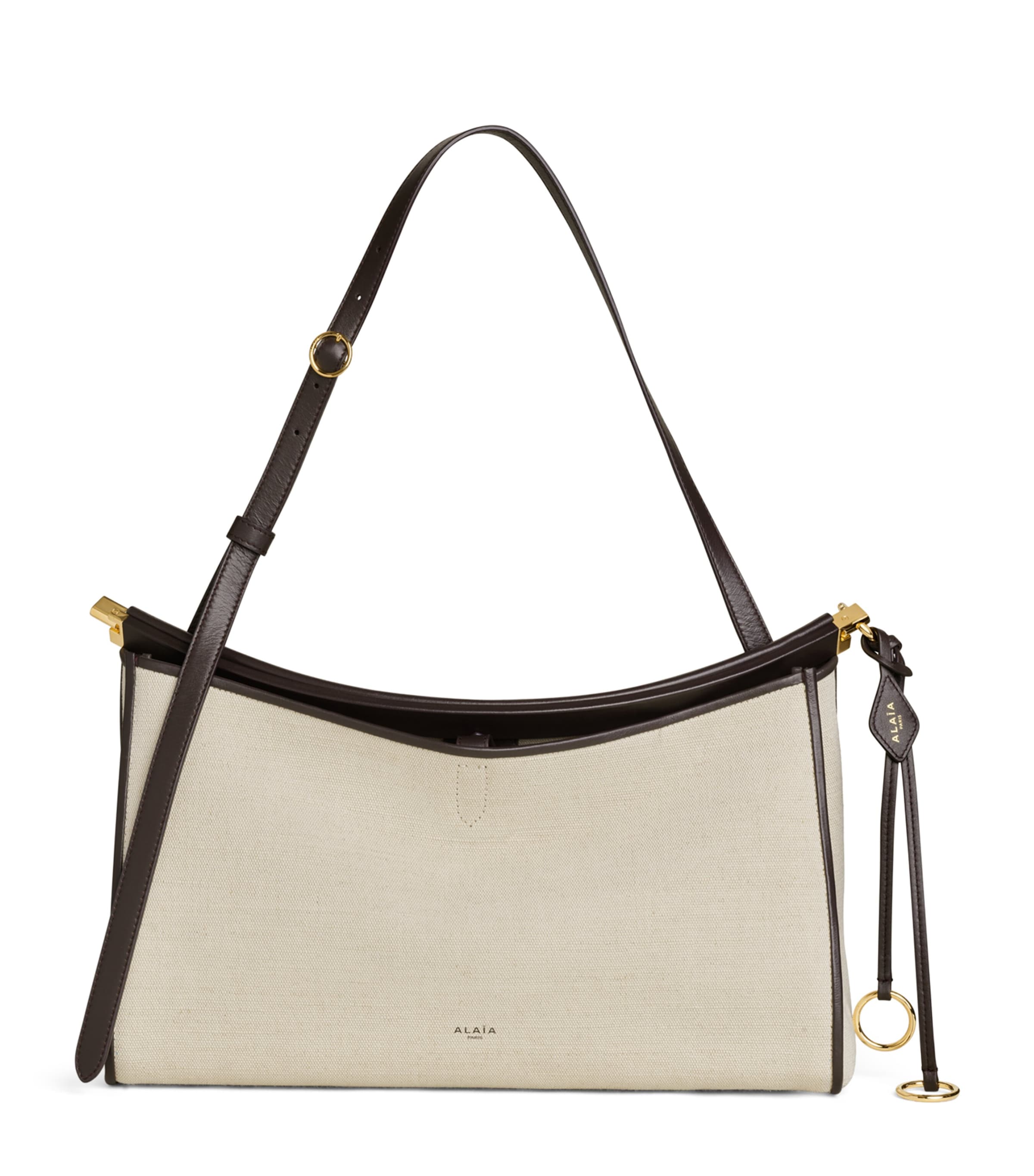 Alaïa Leather Le Click Pocket 35 Shoulder Bag Natural