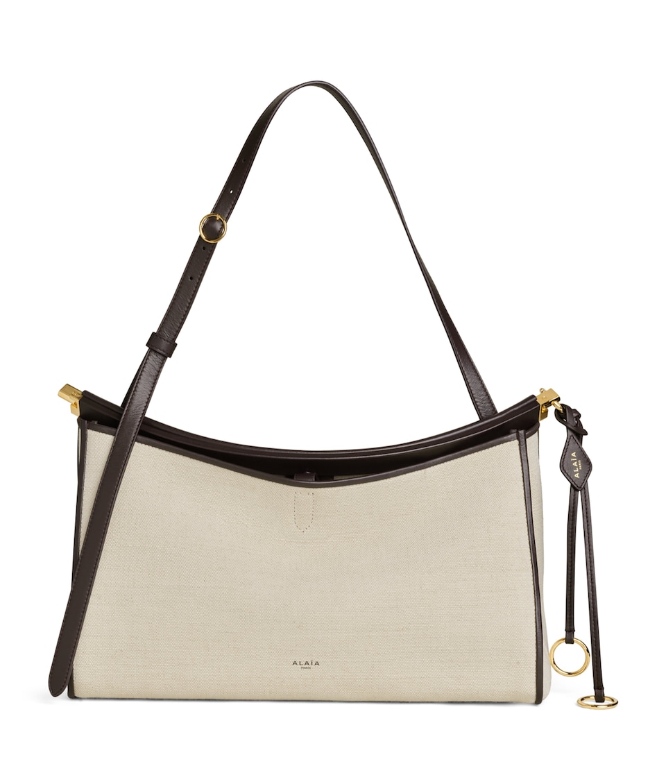 Alaïa Leather Le Click Pocket 35 Shoulder Bag Natural