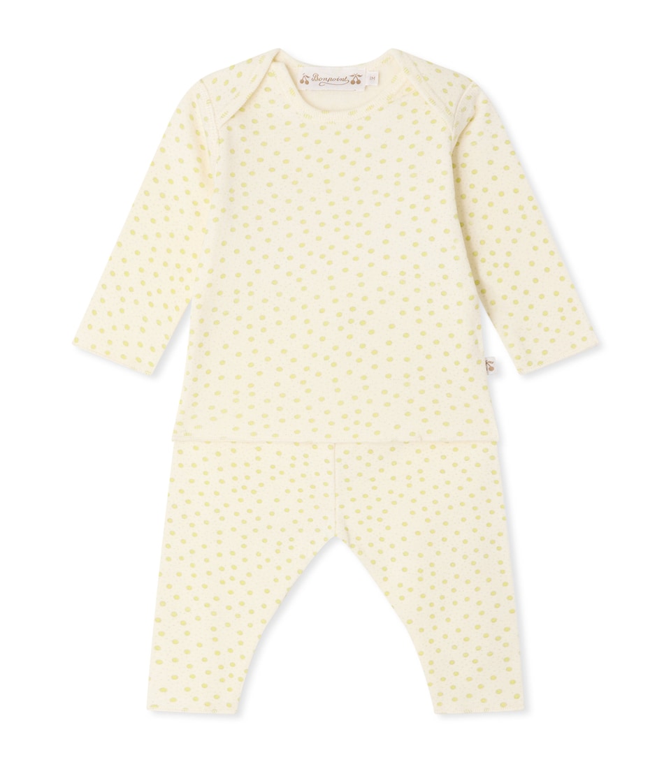 Bonpoint Cotton Polka Dot Top and Trousers Set (1-18 Months) Po Anis