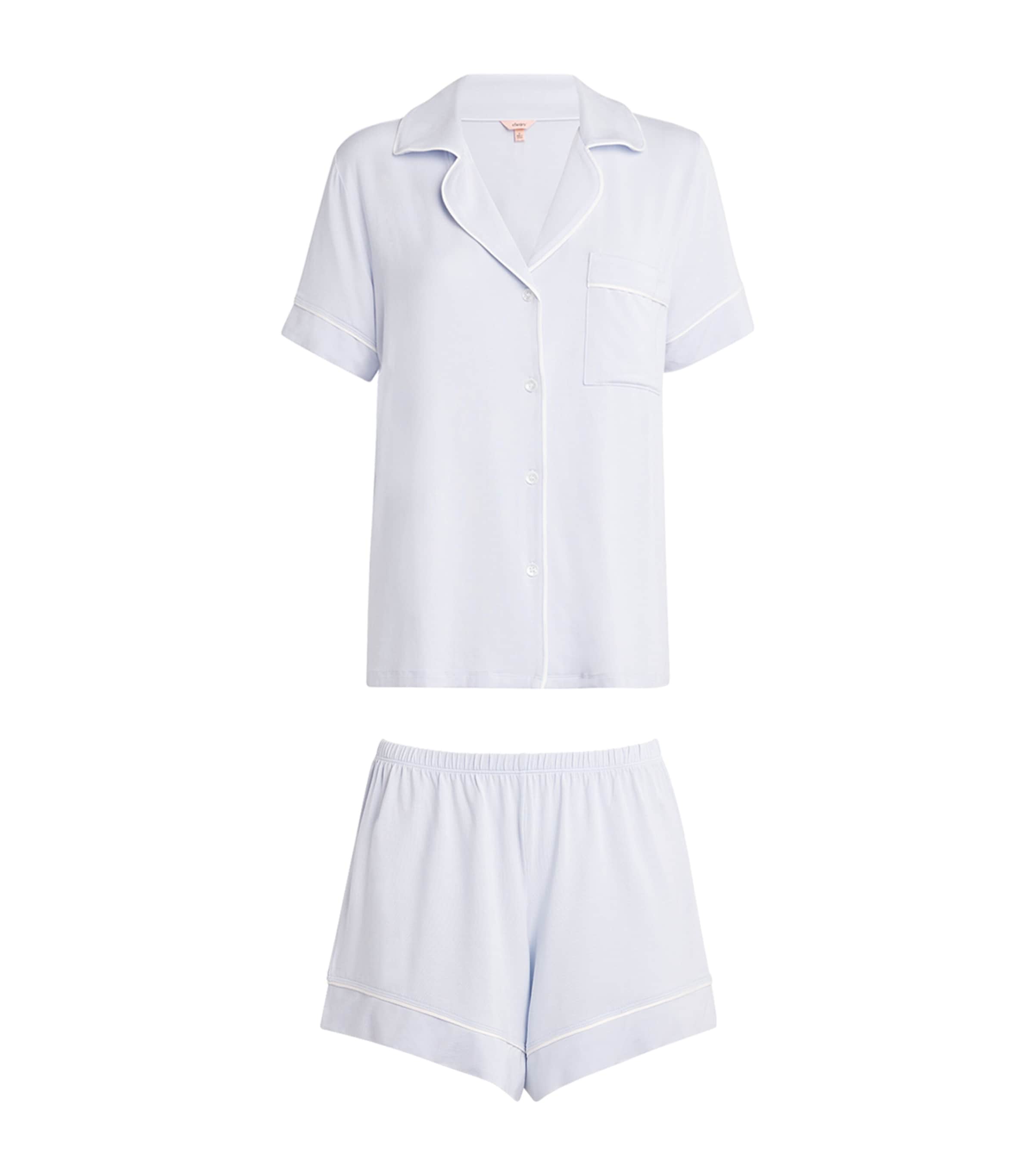 Eberjey Womens Gisele Short Pyjama Set Ice Blue/ivory