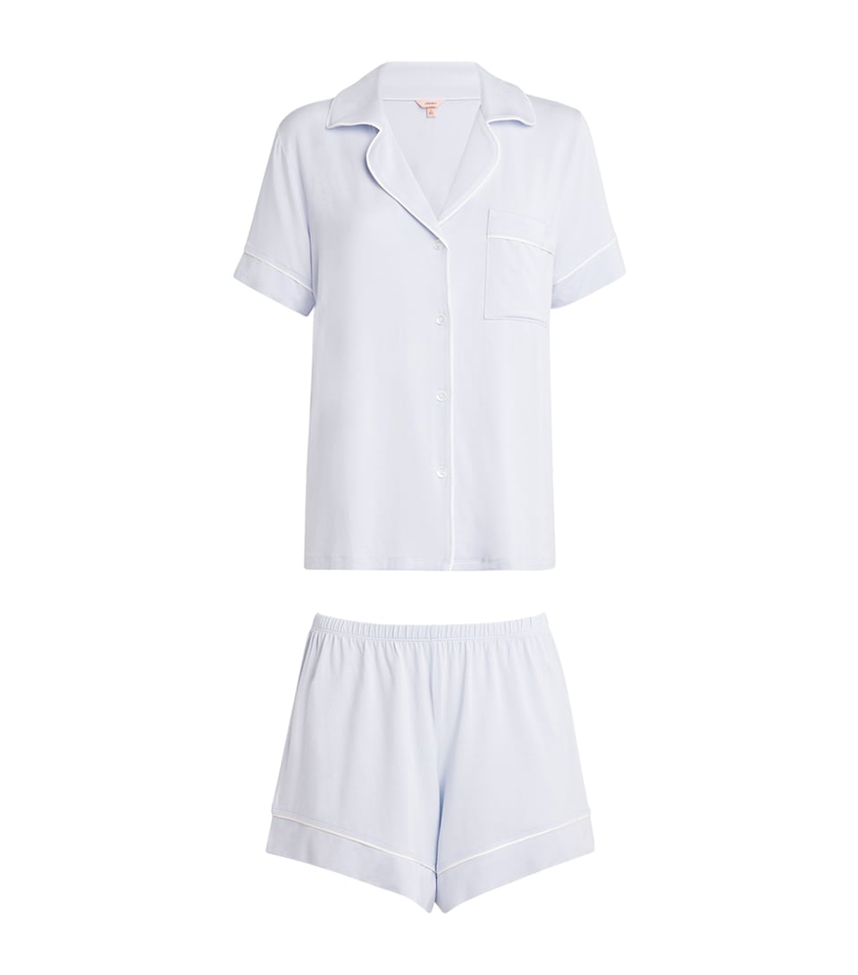 Eberjey Womens Gisele Short Pyjama Set Ice Blue/ivory