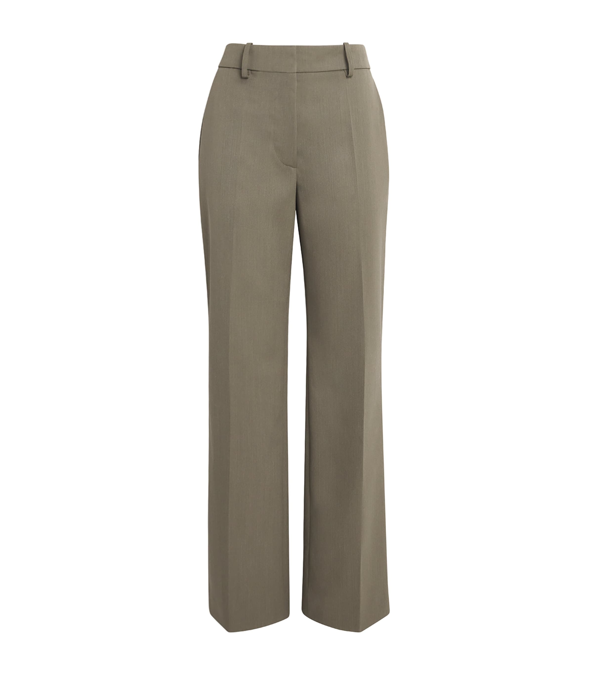 Wool-Blend Straight Tailored Trousers