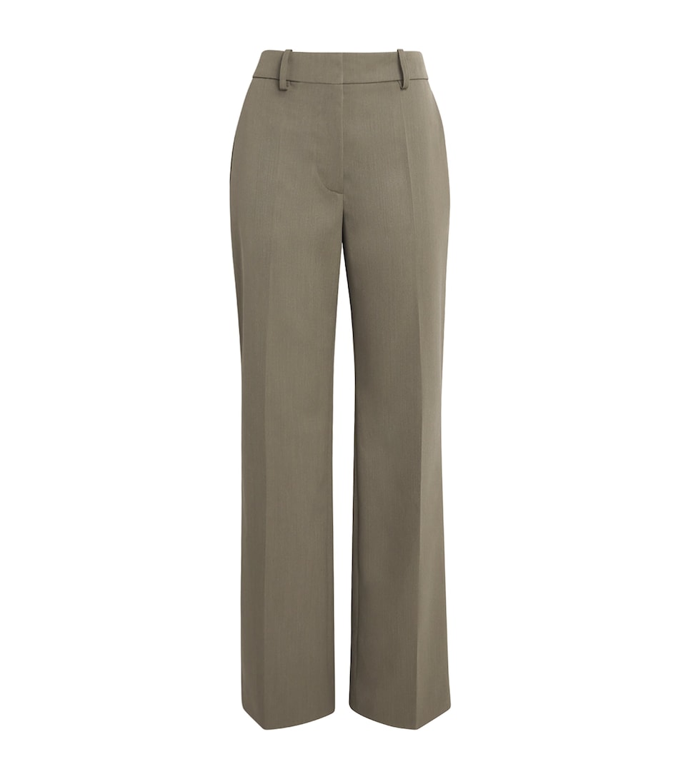 Wool-Blend Straight Tailored Trousers