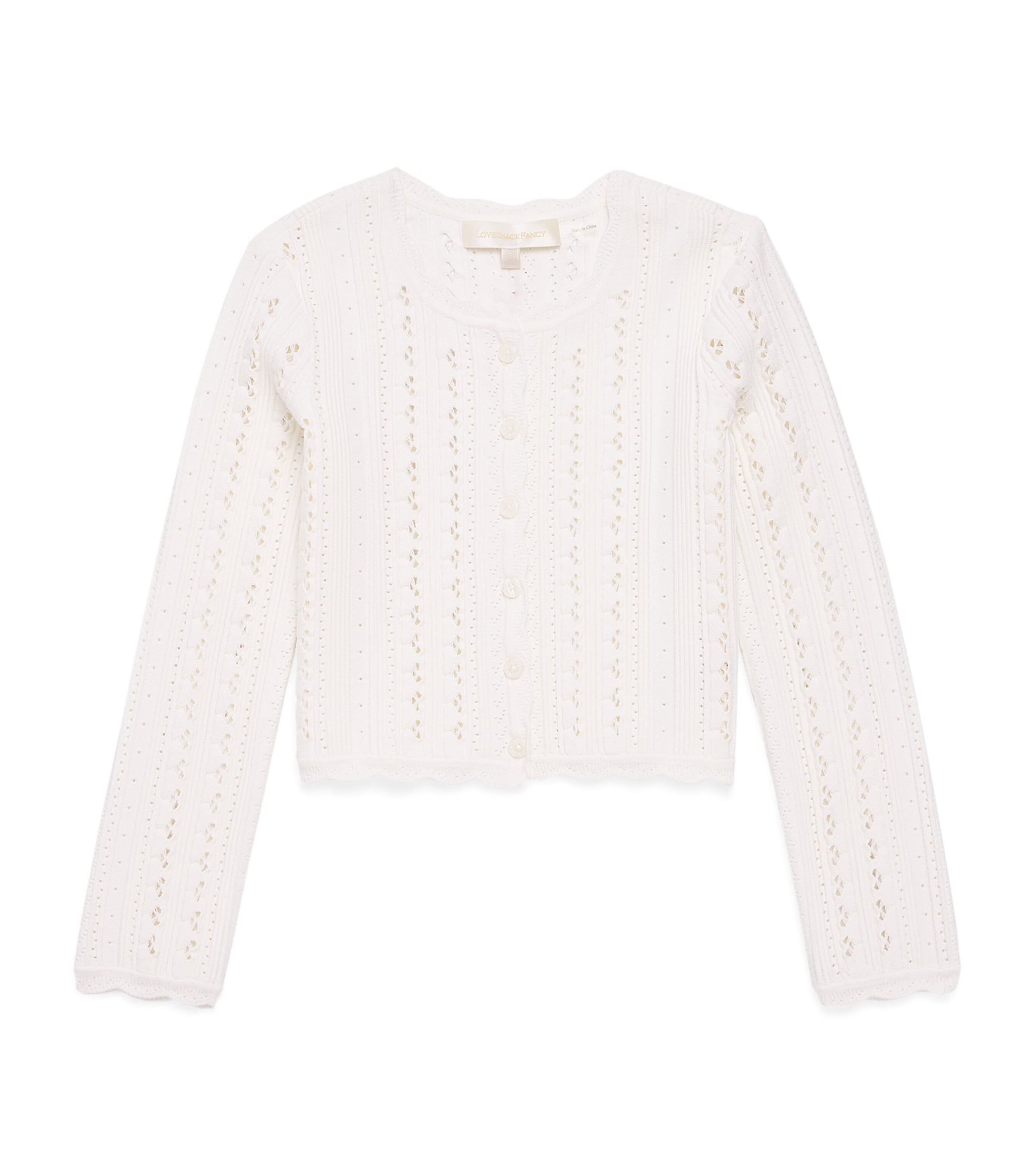 LoveShackFancy Pointelle Emylnn Cardigan (S-XXL) Whteawhite Tea