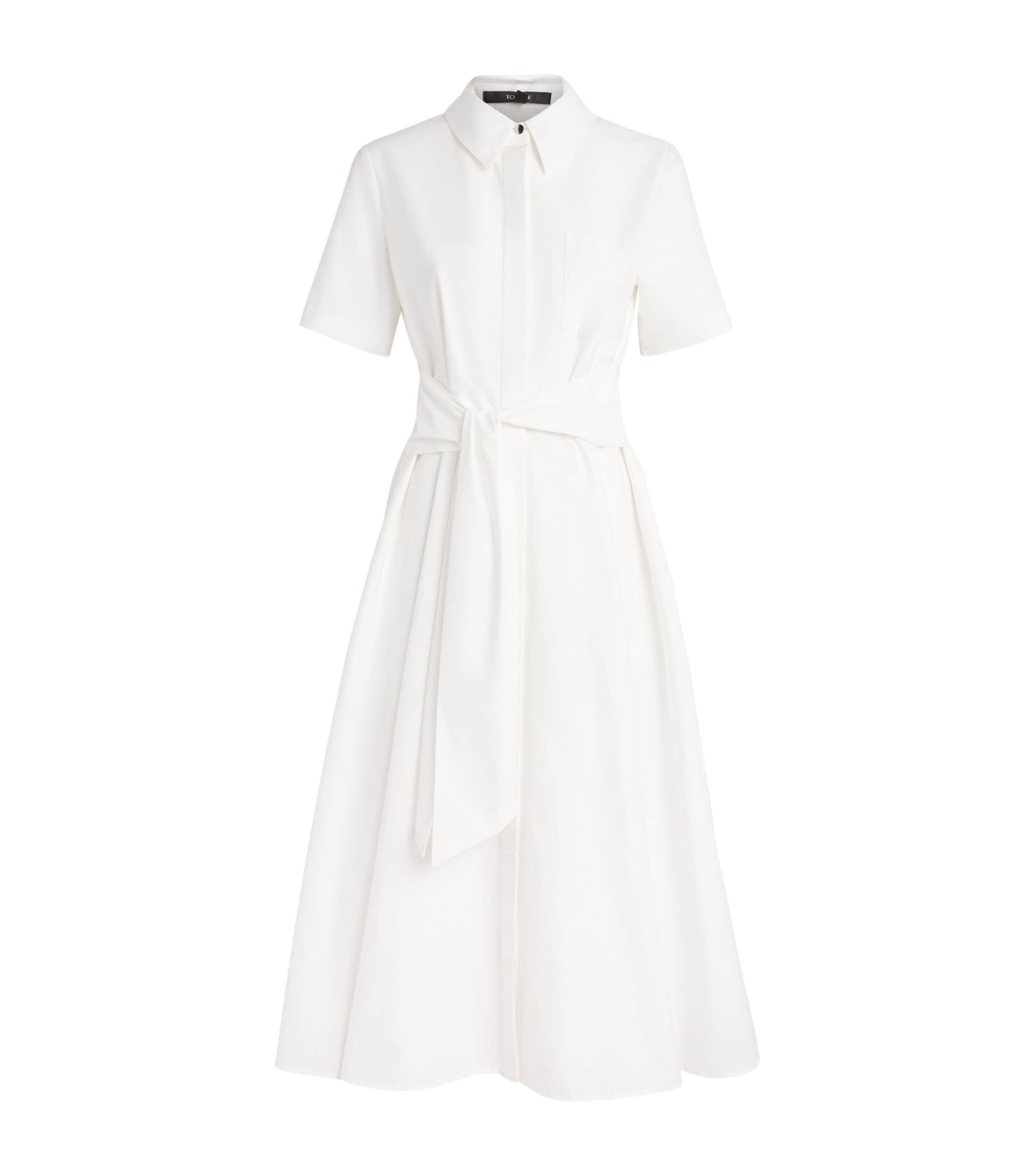 Toccin Womens Cotton Poplin Megan Midi Shirt Dress Optic