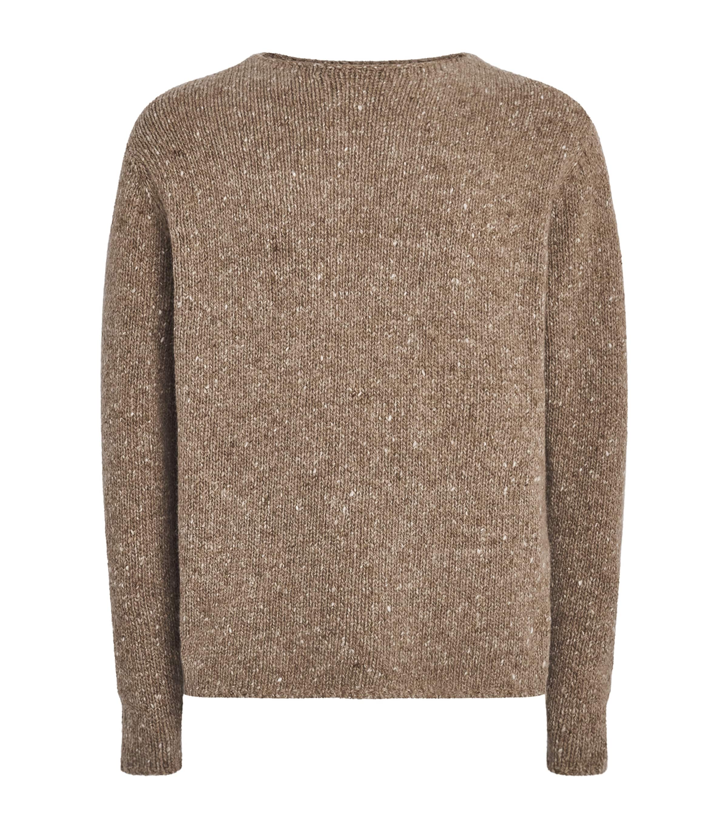 Auralee Mens Wool Tweed Sweater Top Brown