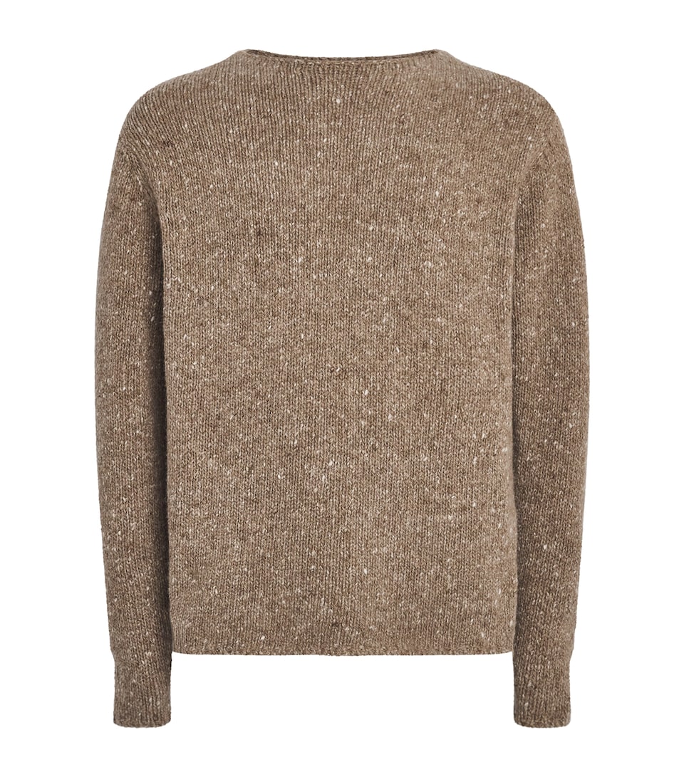 Auralee Mens Wool Tweed Sweater Top Brown