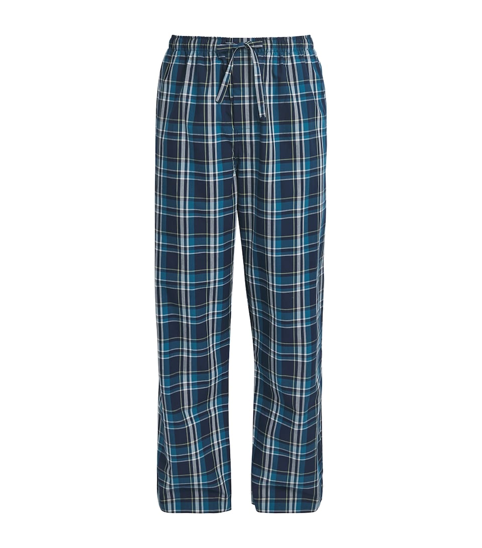 Derek Rose Mens Check Barker Pyjama Bottoms Nav