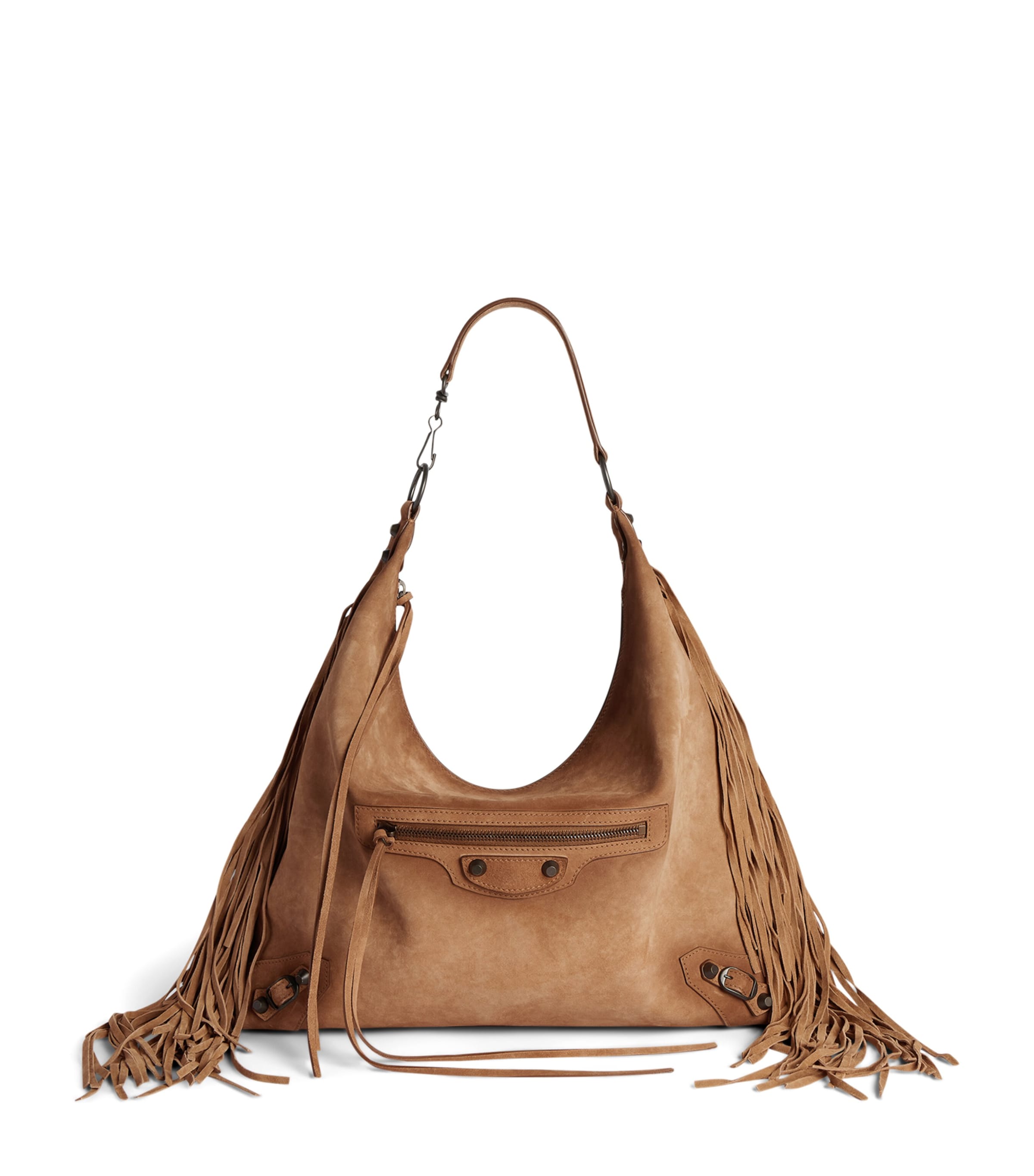 Balenciaga Medium Suede Fringe Le City Shoulder Bag