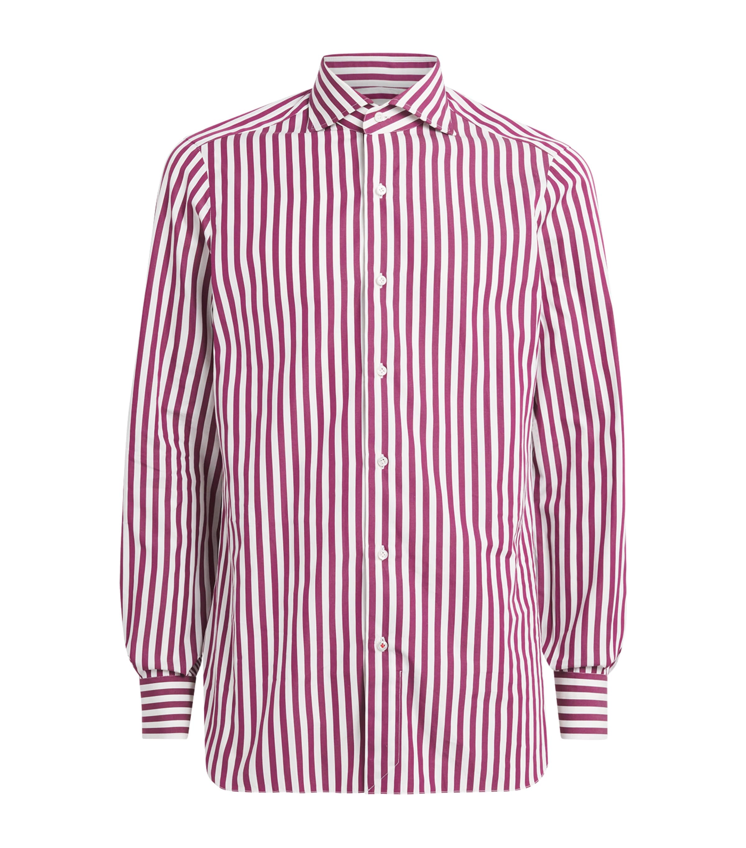 Isaia Mens Cotton Stripe Dress Shirt