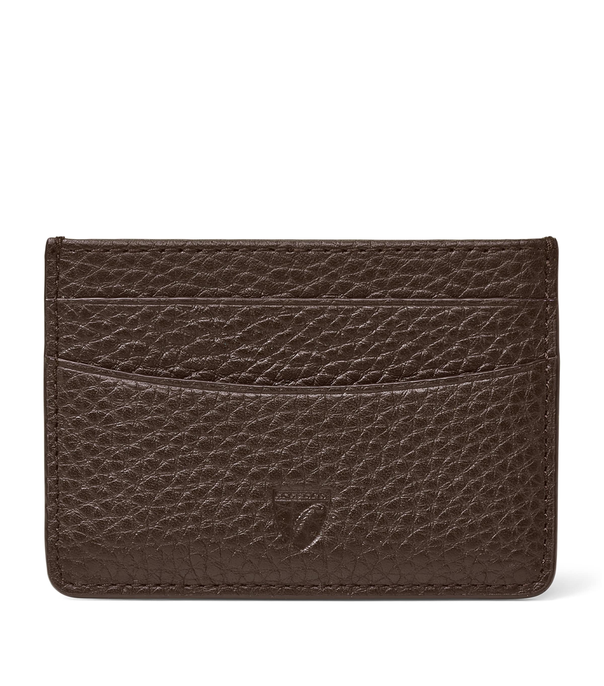 Aspinal Of London Leather Logo Card Holder Chocolate