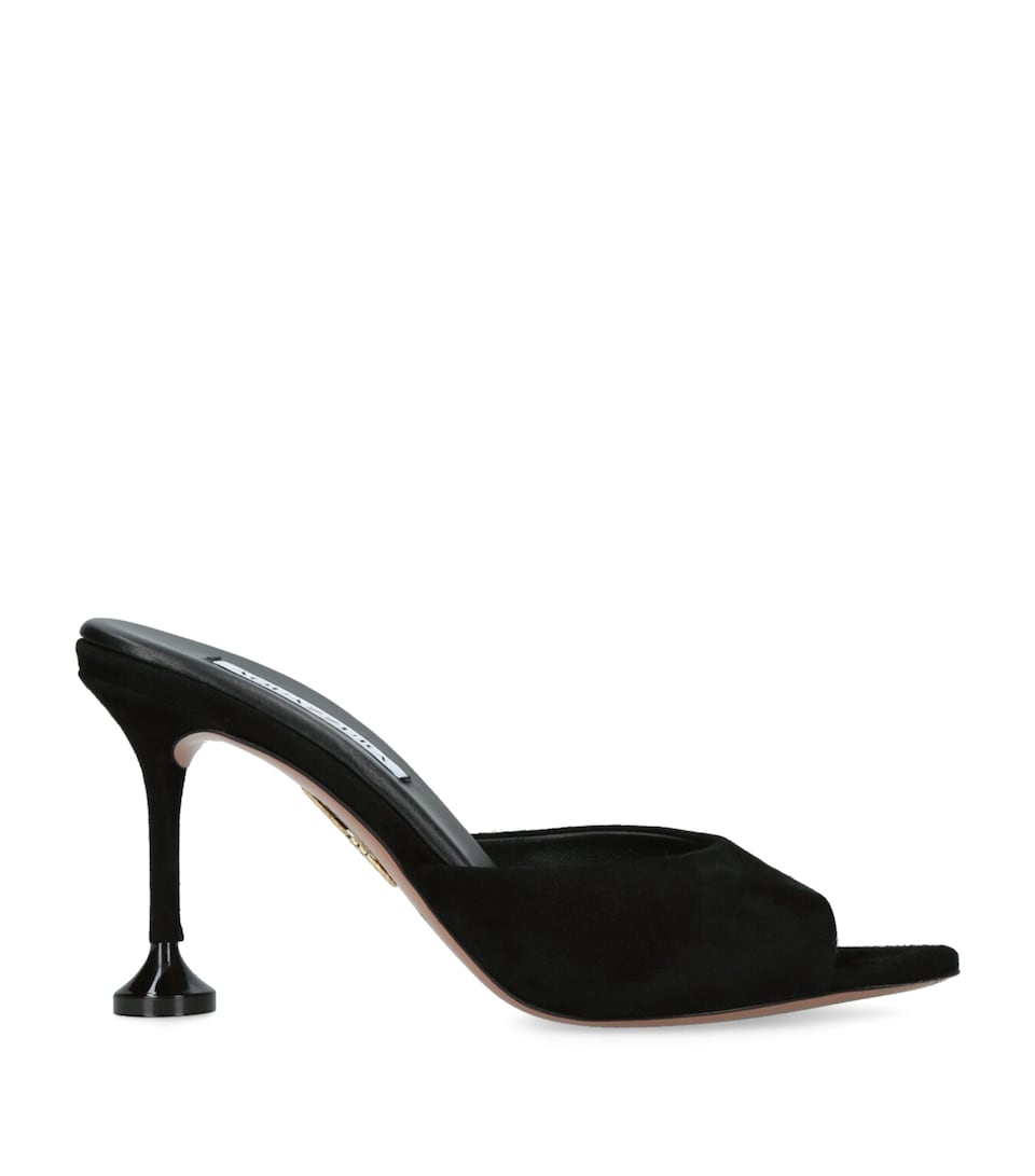 Aquazzura Suede Bisous Mules 85 Black