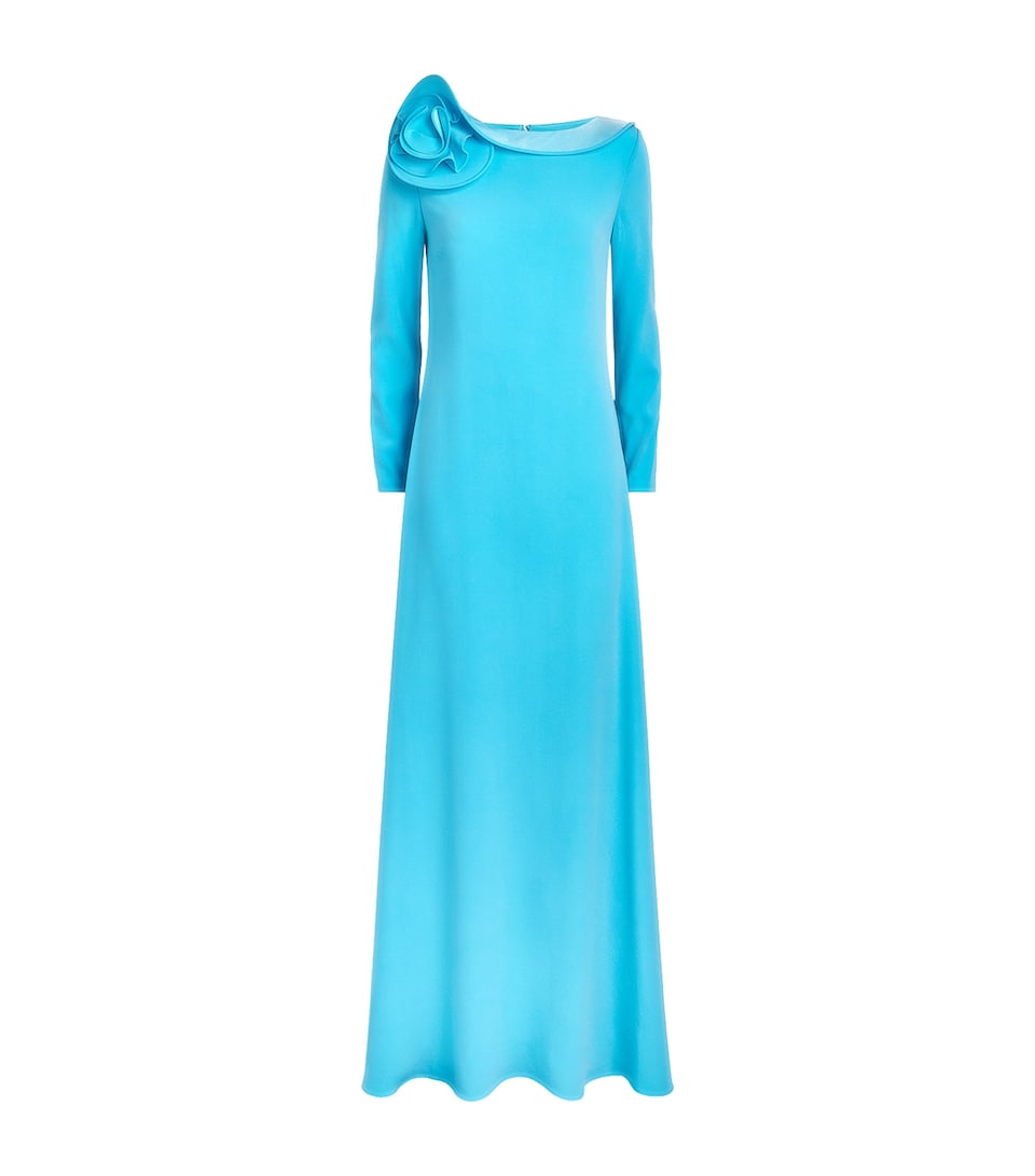 Roland Mouret Womens Flower Appliqué Gown Dark Topaz