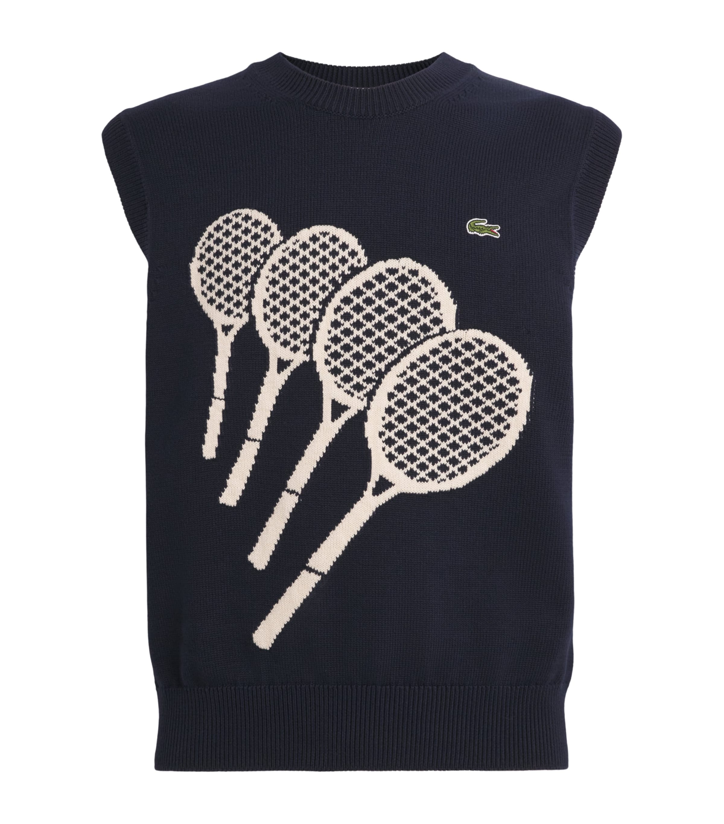 Cotton Racket Jacquard Sweater Vest