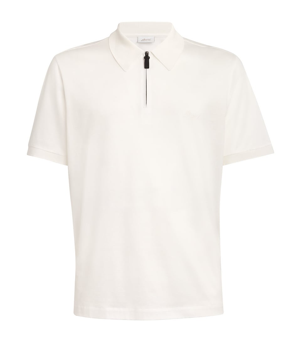 Cotton Zip-Up Polo Shirt