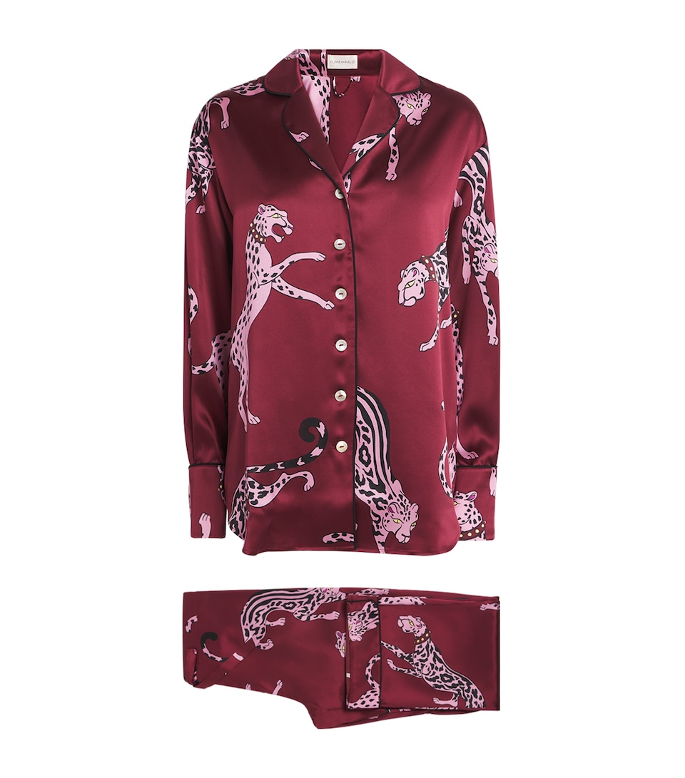 Silk Cheetah Lila Pyjama Set