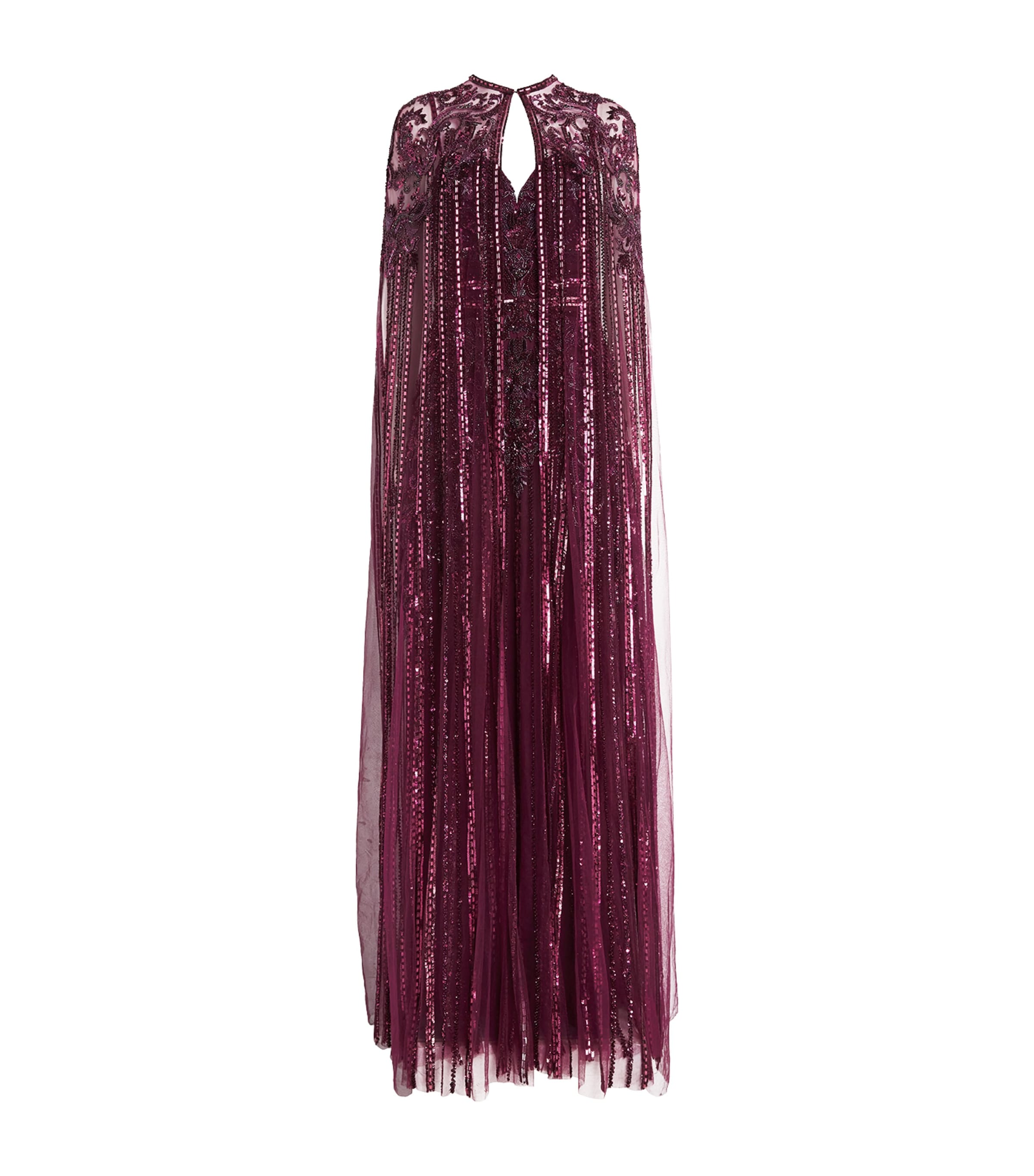 Zuhair Murad Womens Embellished Cape Haussmanian Gown Purple Potion