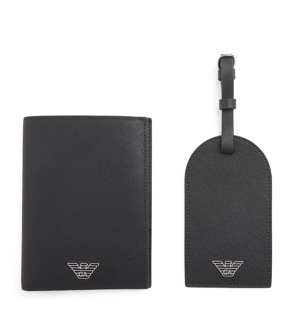 Emporio Armani Leather Passport Holder and Tag Set