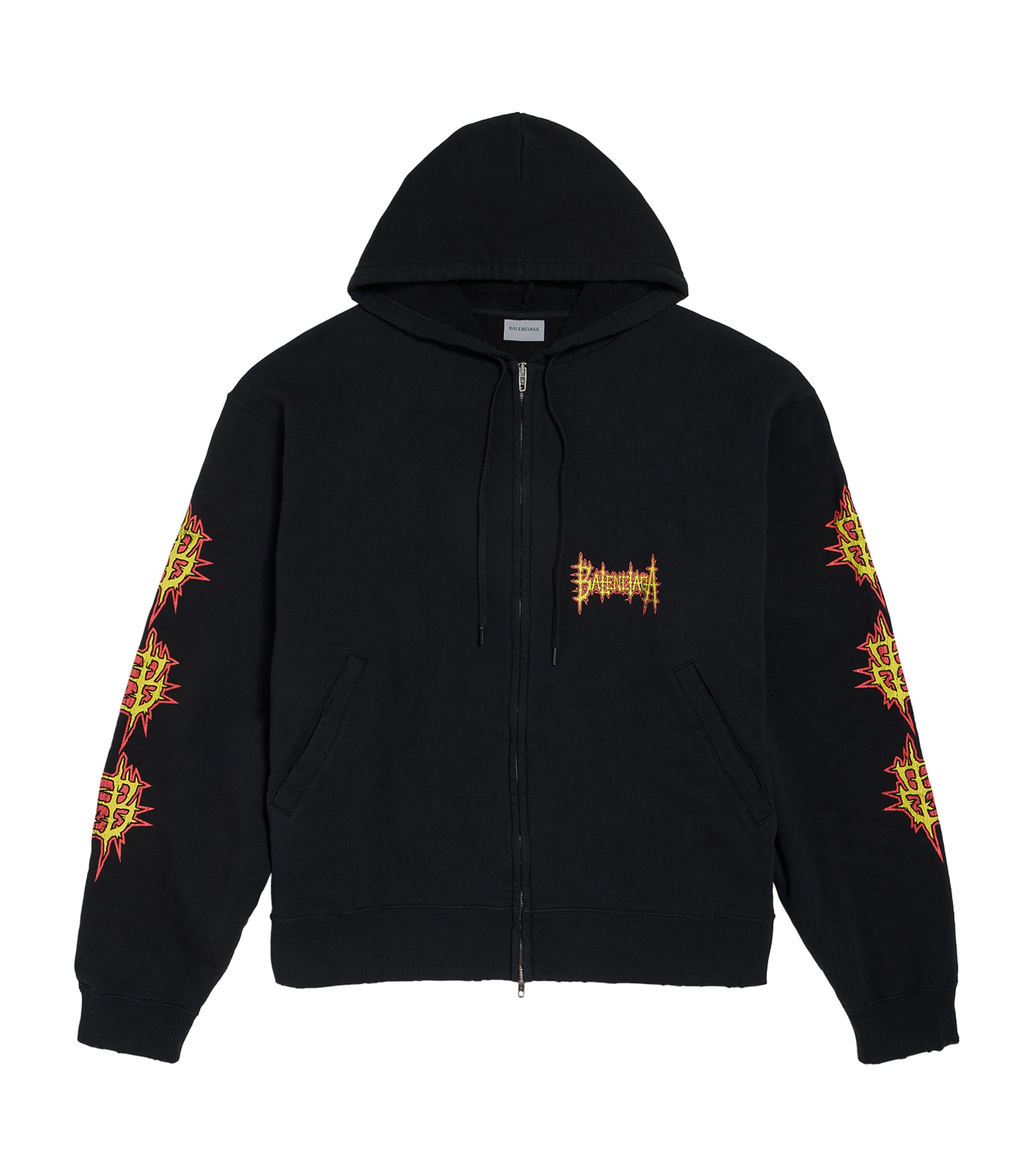 Balenciaga Mens Sacré Cœur Logo Oversized Zip-Up Hoodie