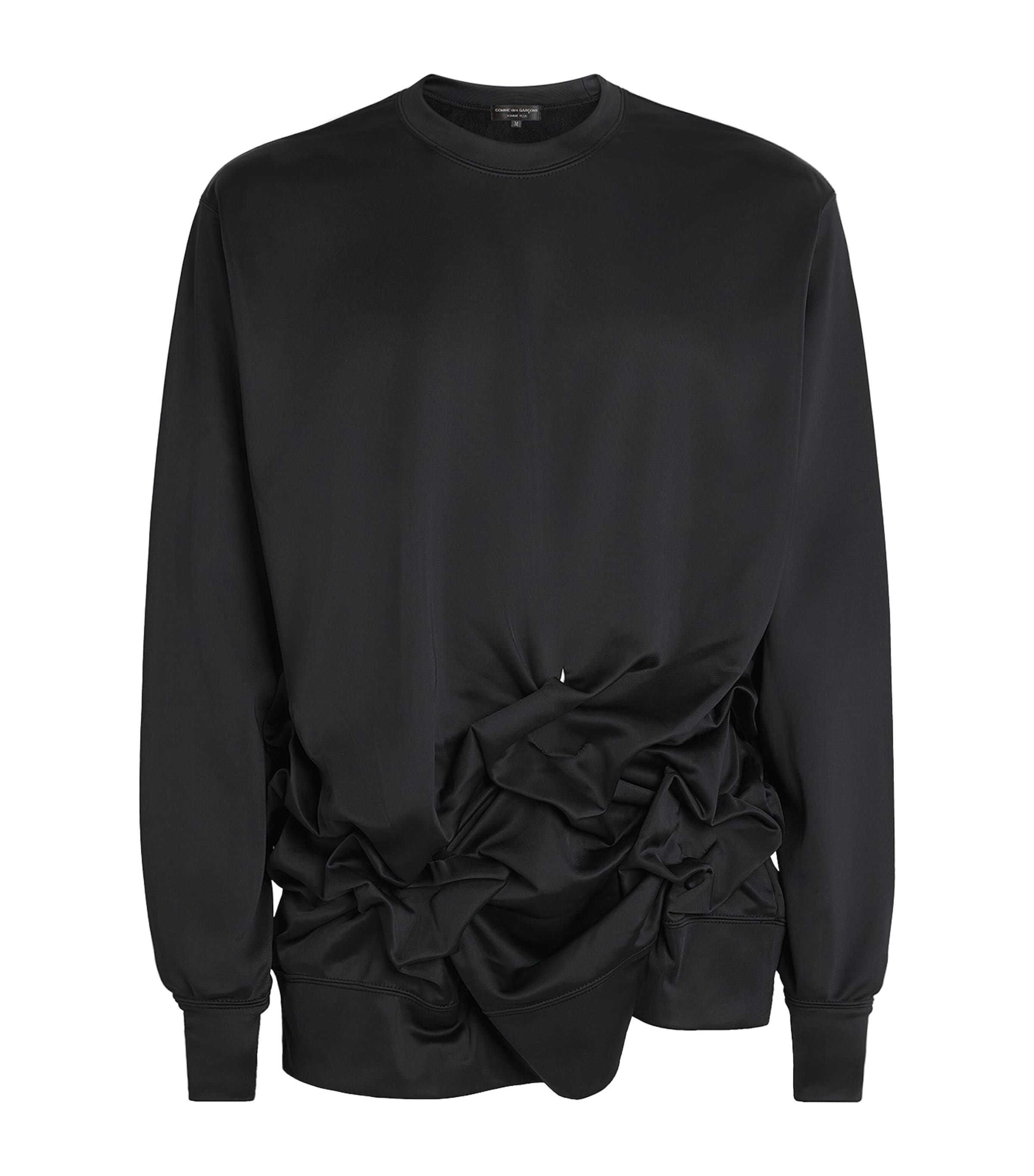 Comme Des Garçons Mens Ruffled Long-Sleeve T-Shirt Black