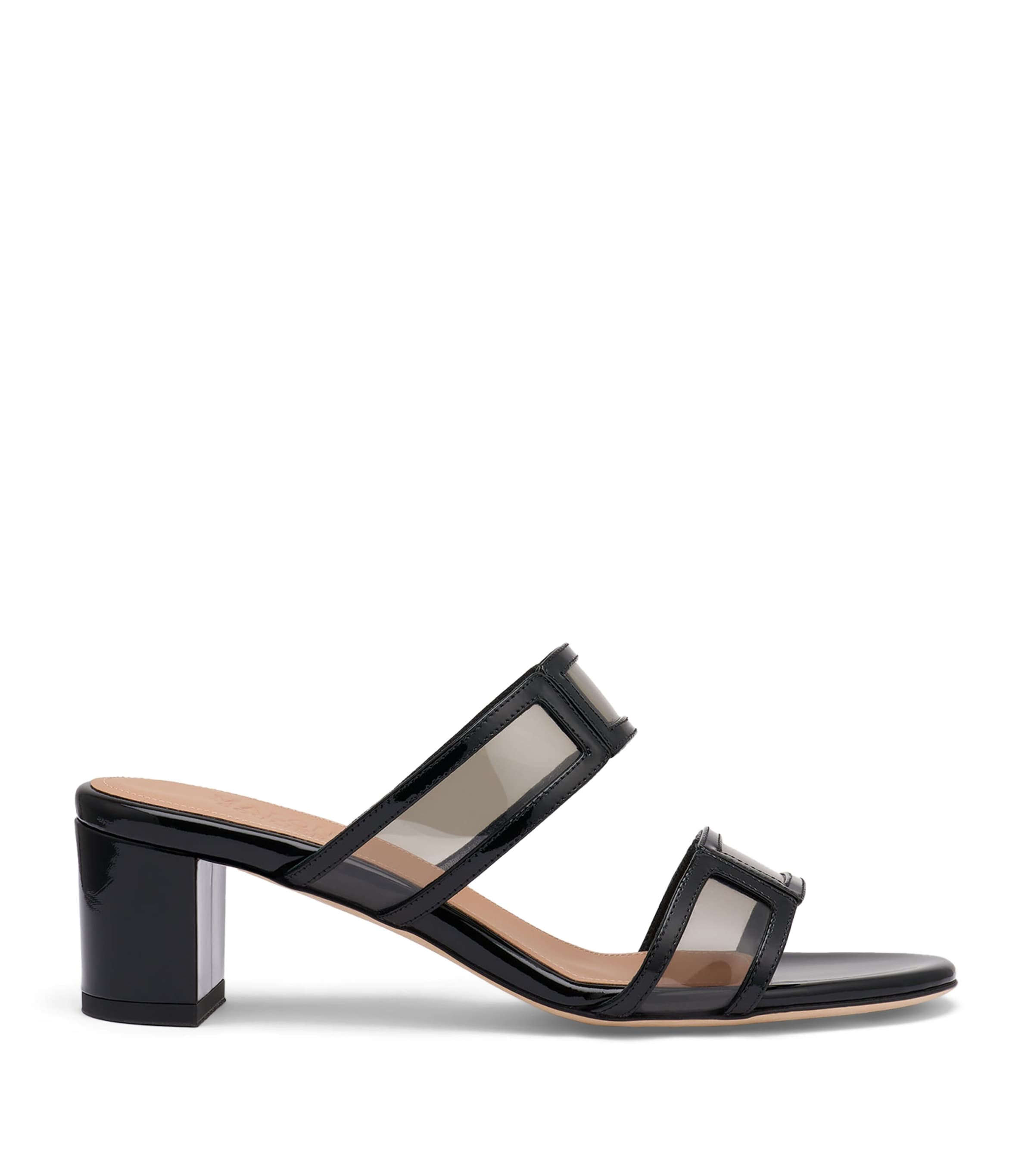 Malone Souliers Leather and PVC Loulou Heeled Mules 45 Black