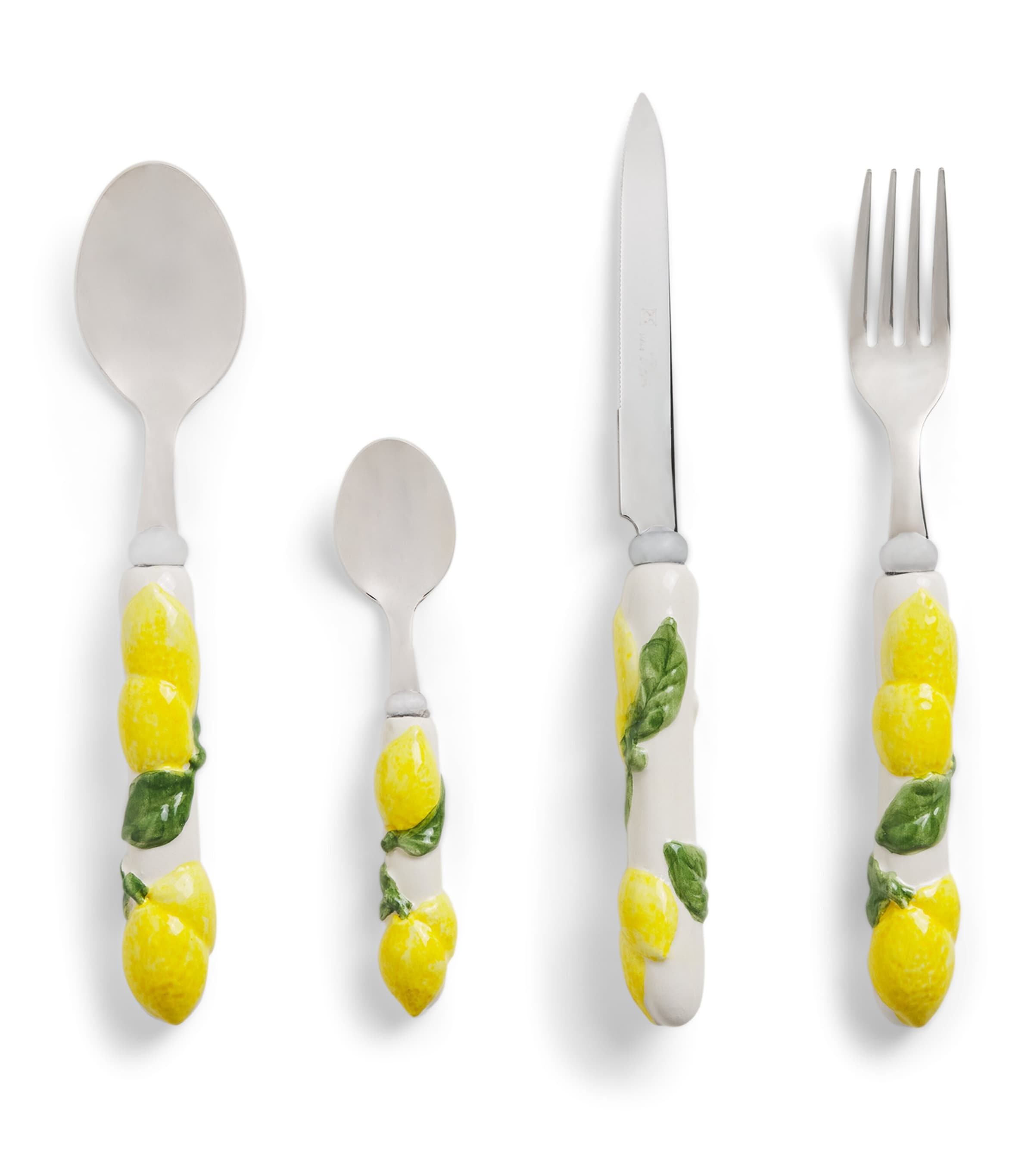Les-Ottomans Ceramic Lemon 4-Piece Cutlery Set Yellow / Green
