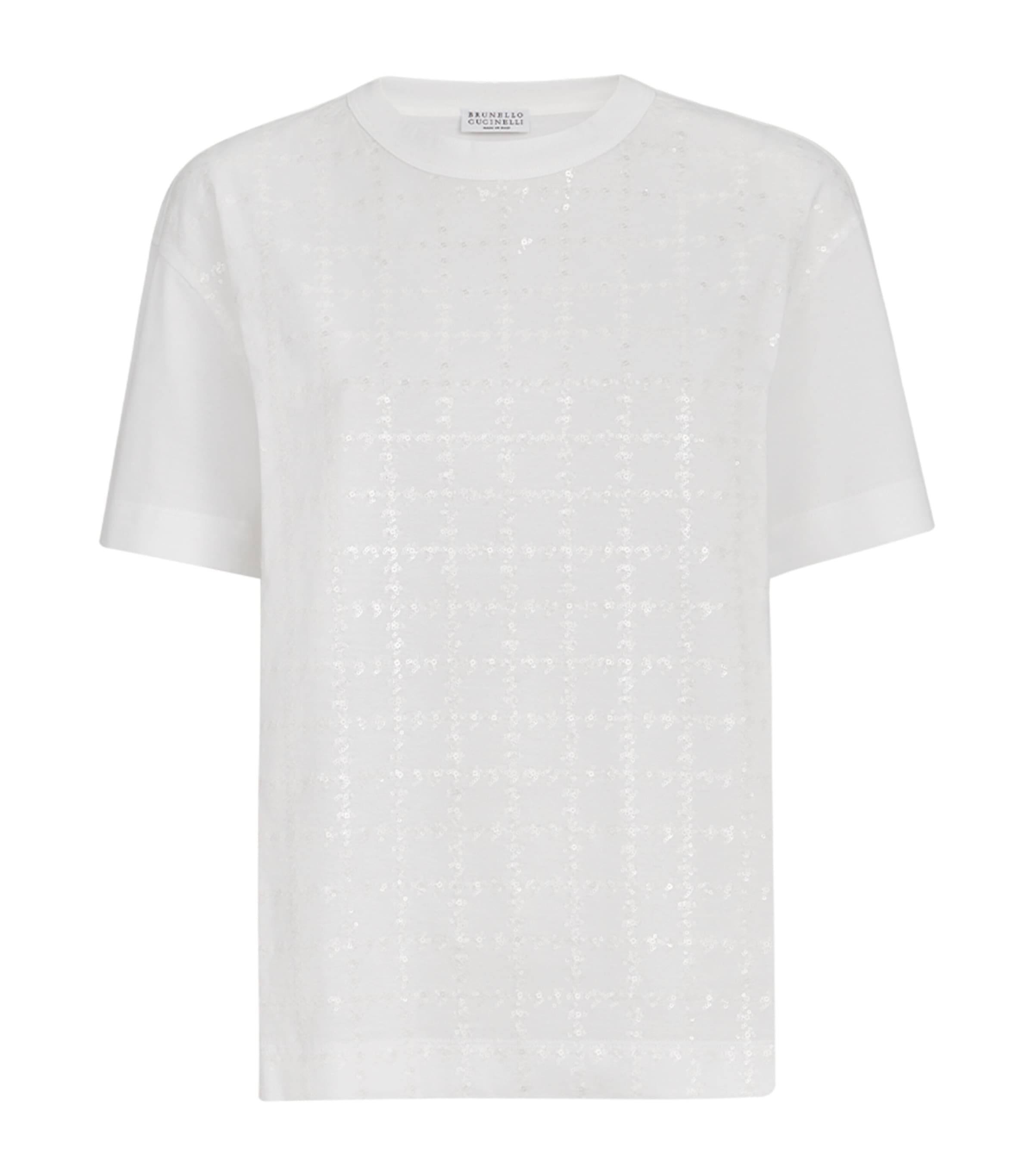 Brunello Cucinelli Womens Cotton Embroidered T-Shirt
