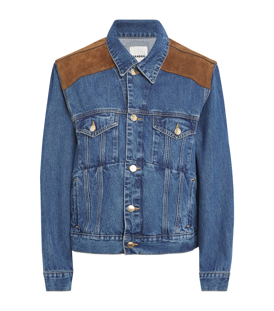 Suede-Trimmed Denim Jacket