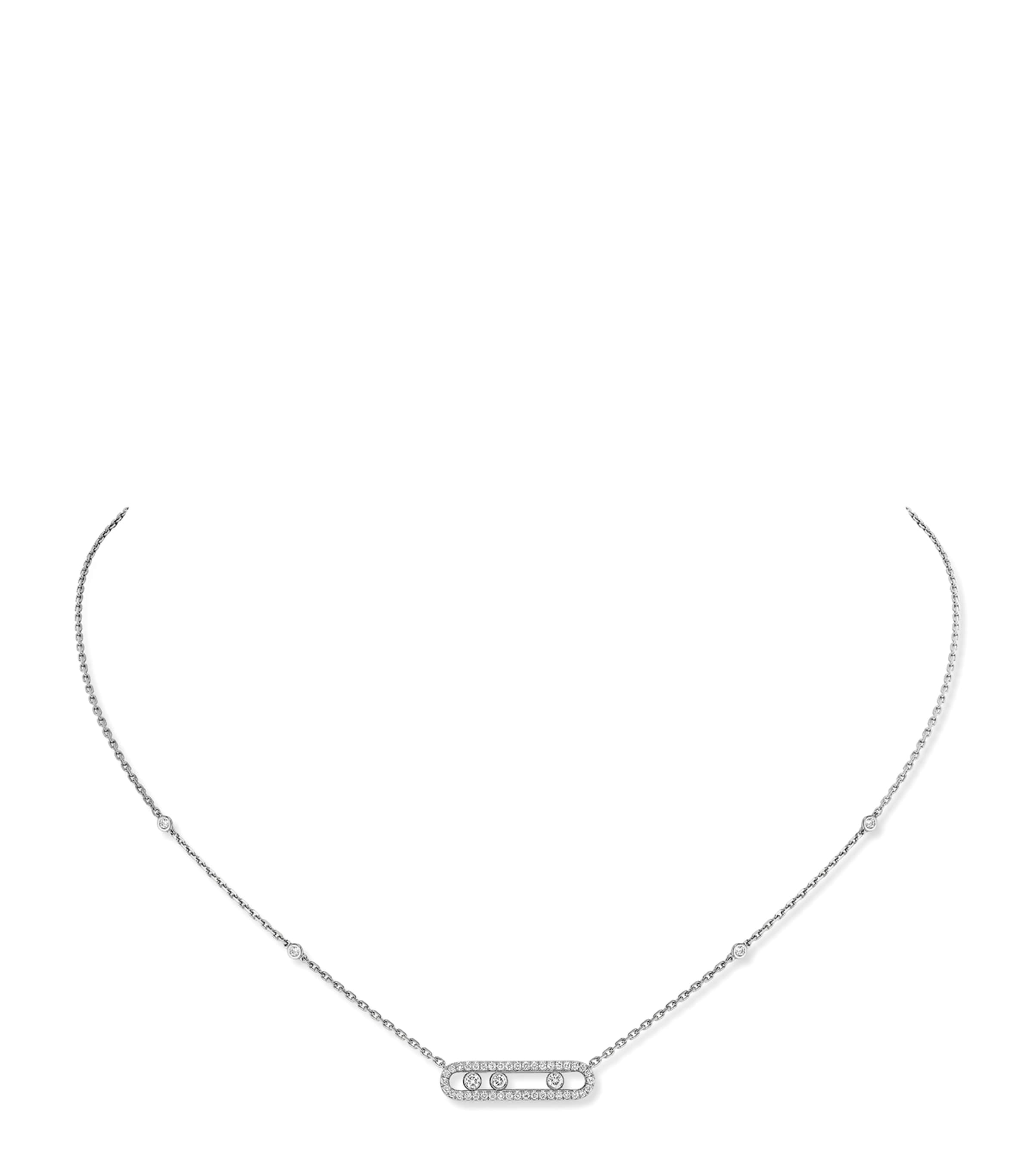 White Gold and Diamond Baby Move Classique Pavé Necklace