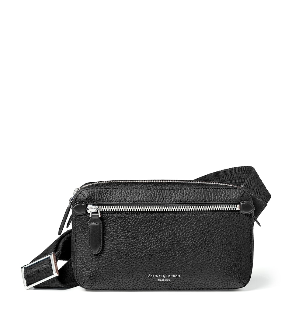 Aspinal Of London Leather Reporter Compact Belt Bag Black